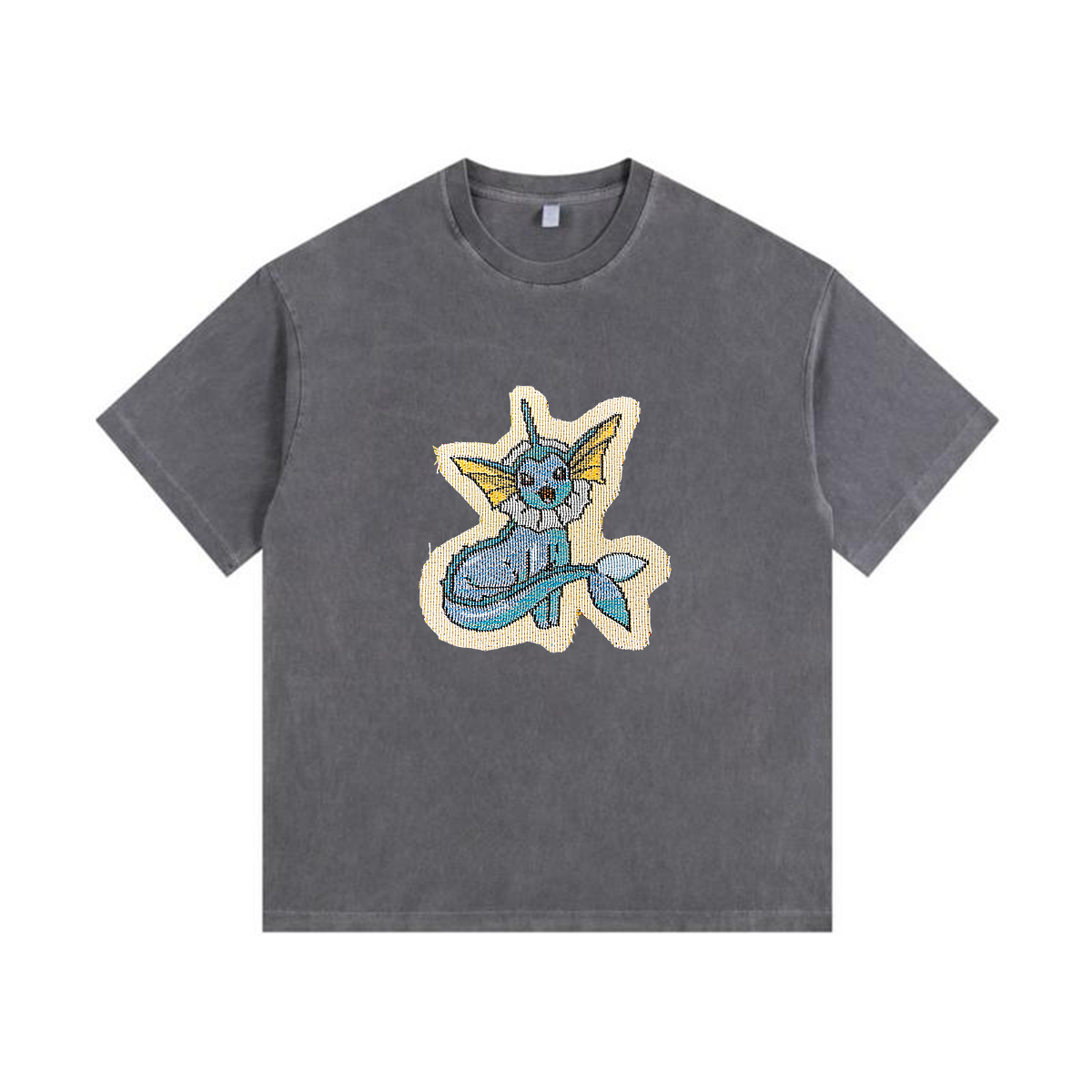 Vaporeon Tapestry& Stylish PoPkémon Patch Appliqué Gradient Vintage Washed T-Shirt,Ideal Gift for Fans,T45