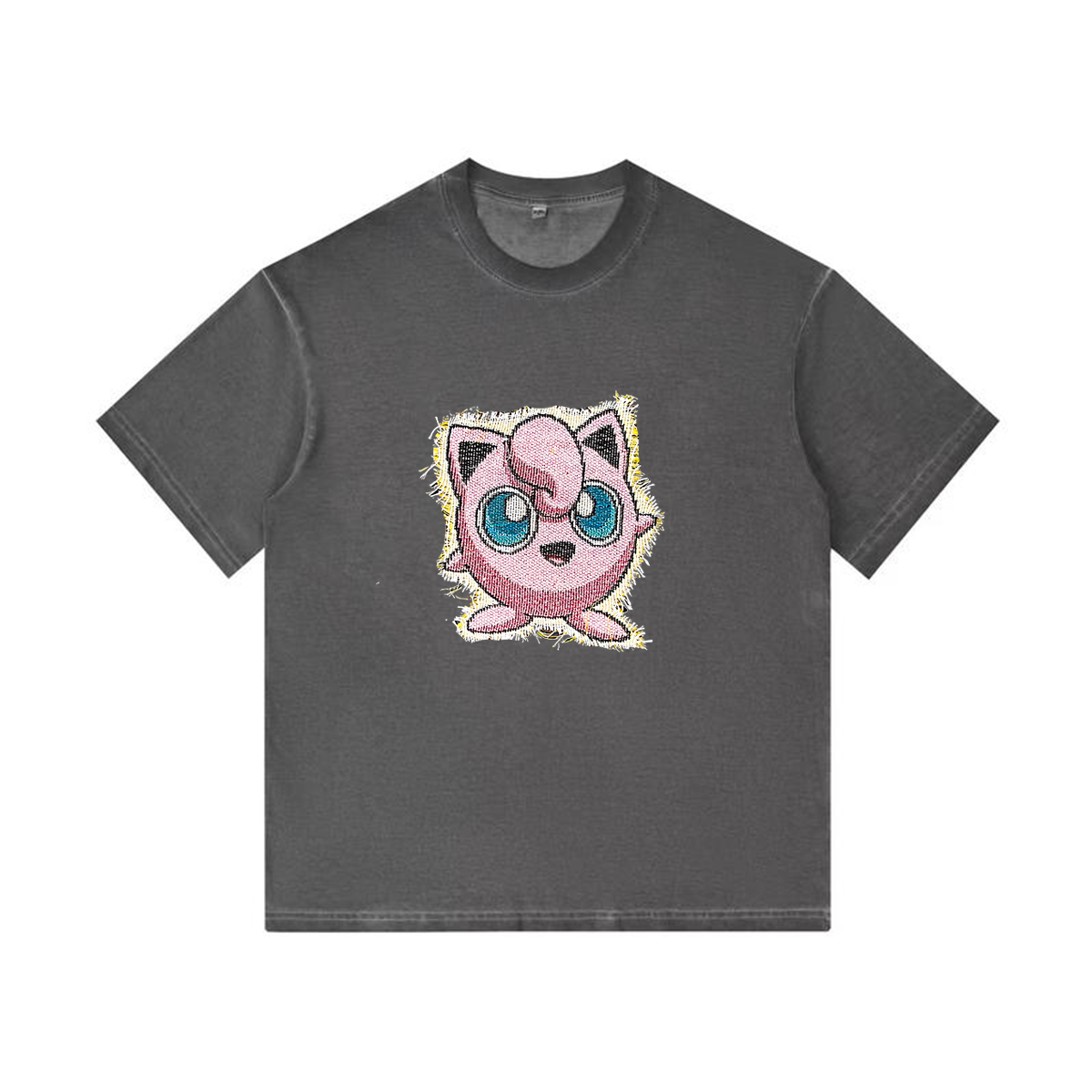 Jigglypuff Tapestry& Stylish Pokémon Patch Appliqué Gradient Vintage Washed T-Shirt,Ideal Gift for Fans,T18