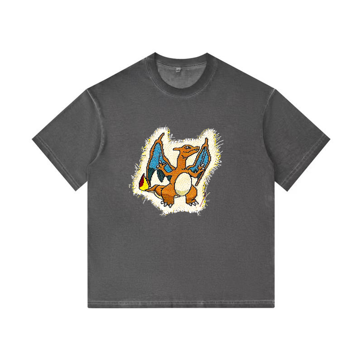 Charizard Tapestry& Stylish PoPkémon Patch Appliqué Gradient Vintage Washed T-Shirt,Ideal Gift for Fans,T26