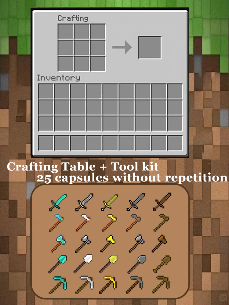 Minecraft Magnetic Decor Set – Mini Crafting Table,Magnetic Chest,Acrylic Pieces & Backpack Accessory,M01
