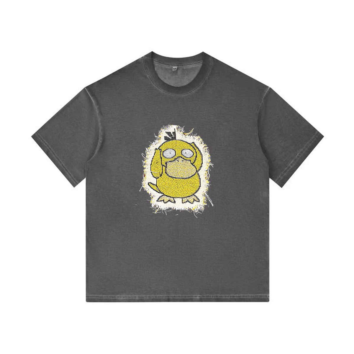 Psyduck Tapestry& Stylish Pokémon Patch Appliqué Gradient Vintage Washed T-Shirt,Ideal Gift for Fans,T20