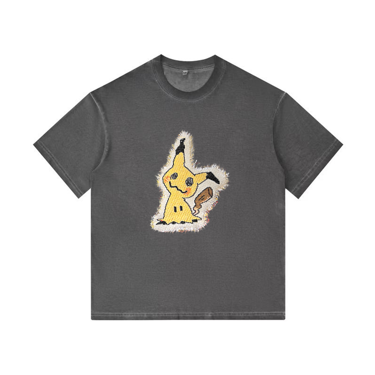 Mimikyu Tapestry& Stylish Pokémon Patch Appliqué Gradient Vintage Washed T-Shirt,Ideal Gift for Fans,T03