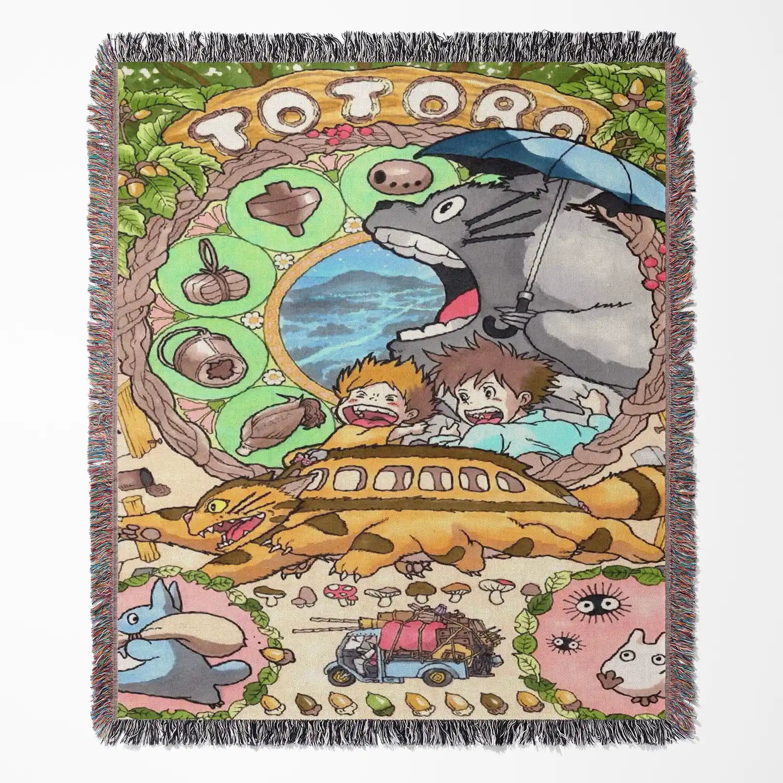Studio Ghibli Woven Throw Blanket Tapestry – Personality Anime Room Decor Gift-I