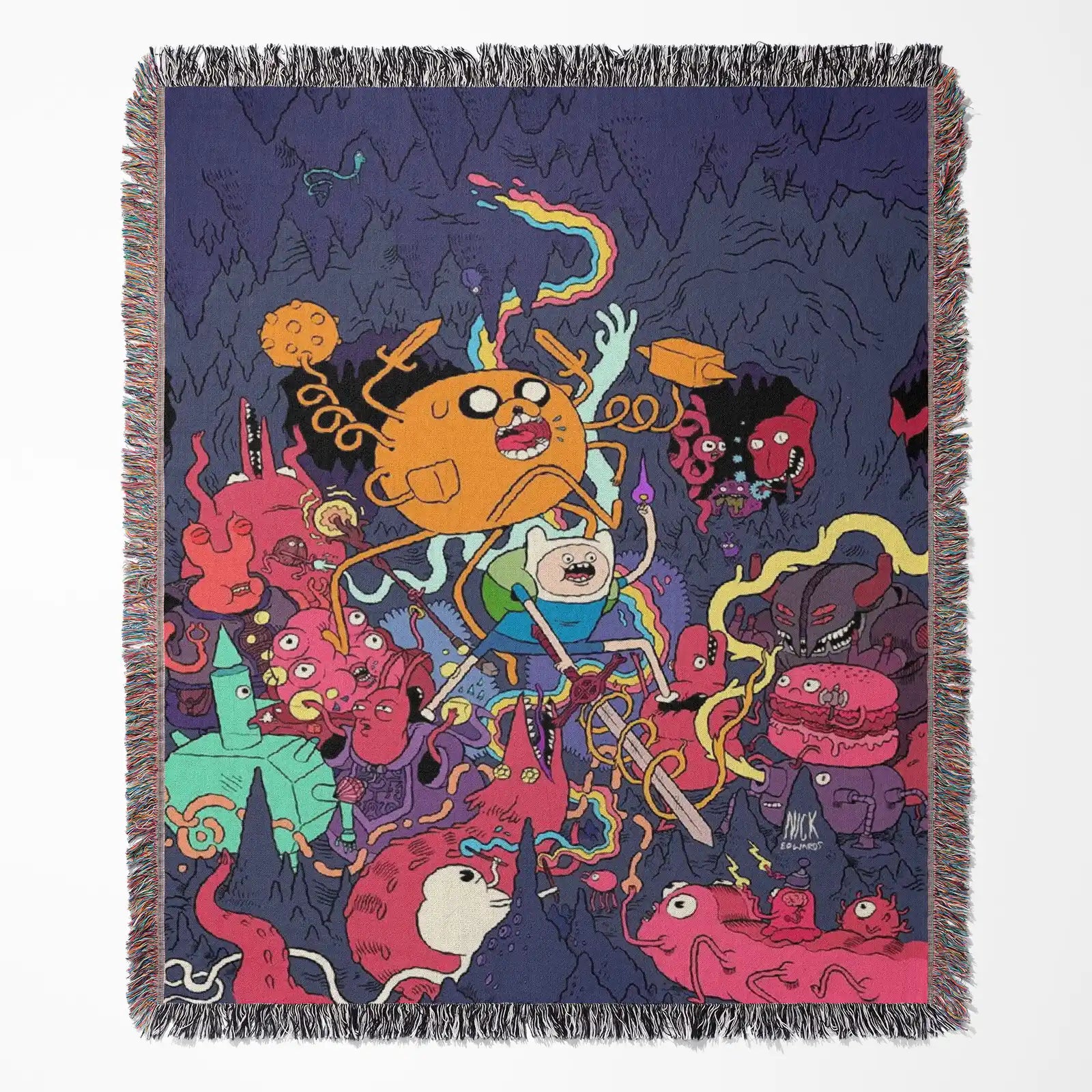 Adventure Time Woven Throw Blanket Tapestry – Personality Cartooon Room Decor Gift-I