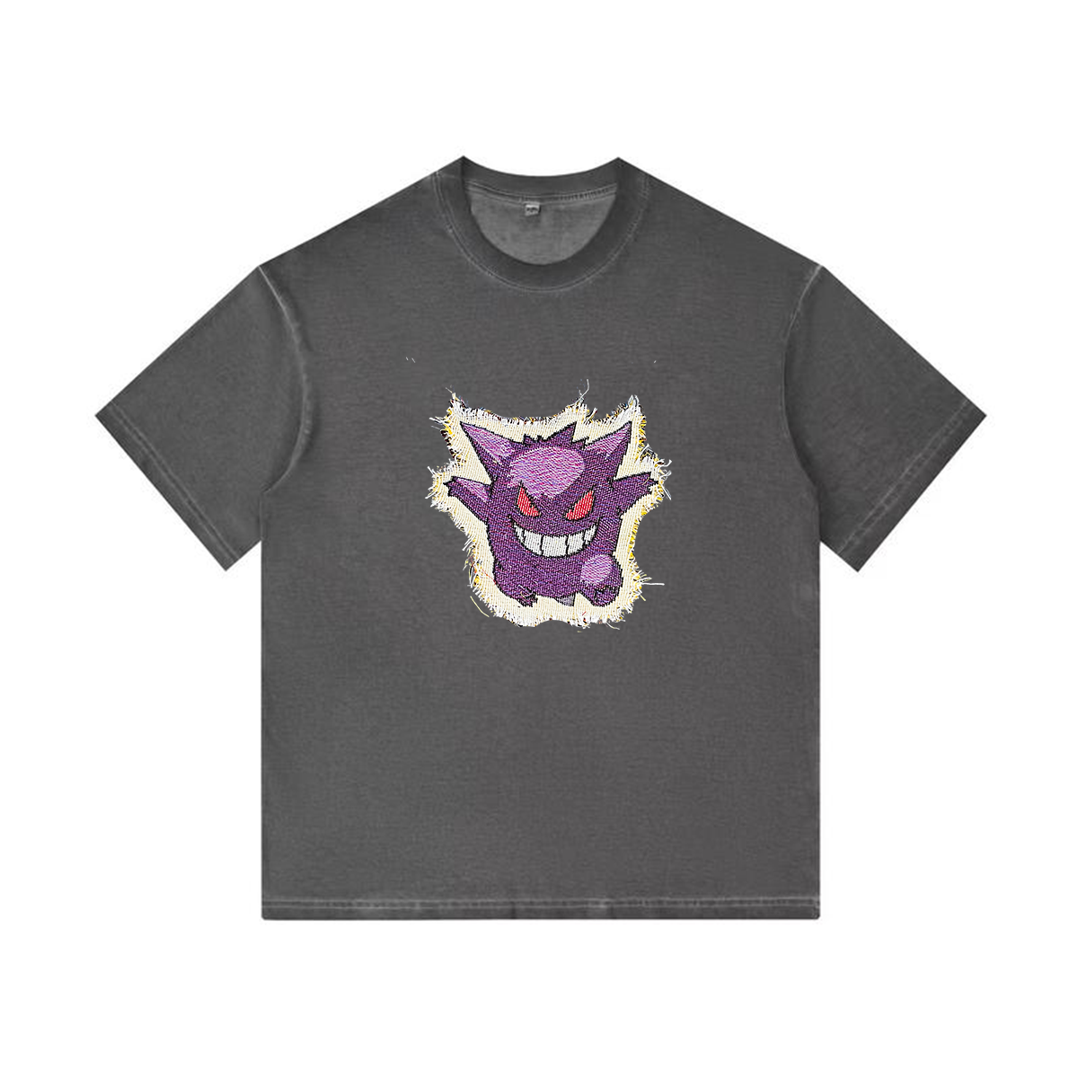 Gengar Tapestry& Stylish Pokémon Patch Appliqué Gradient Vintage Washed T-Shirt,Ideal Gift for Fans,T21