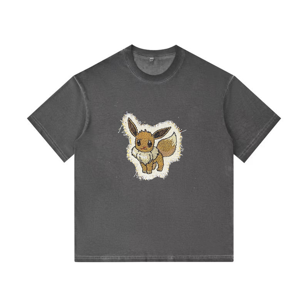 Eevee Tapestry& Stylish PoPkémon Patch Appliqué Gradient Vintage Washed T-Shirt,Ideal Gift for Fans,T27