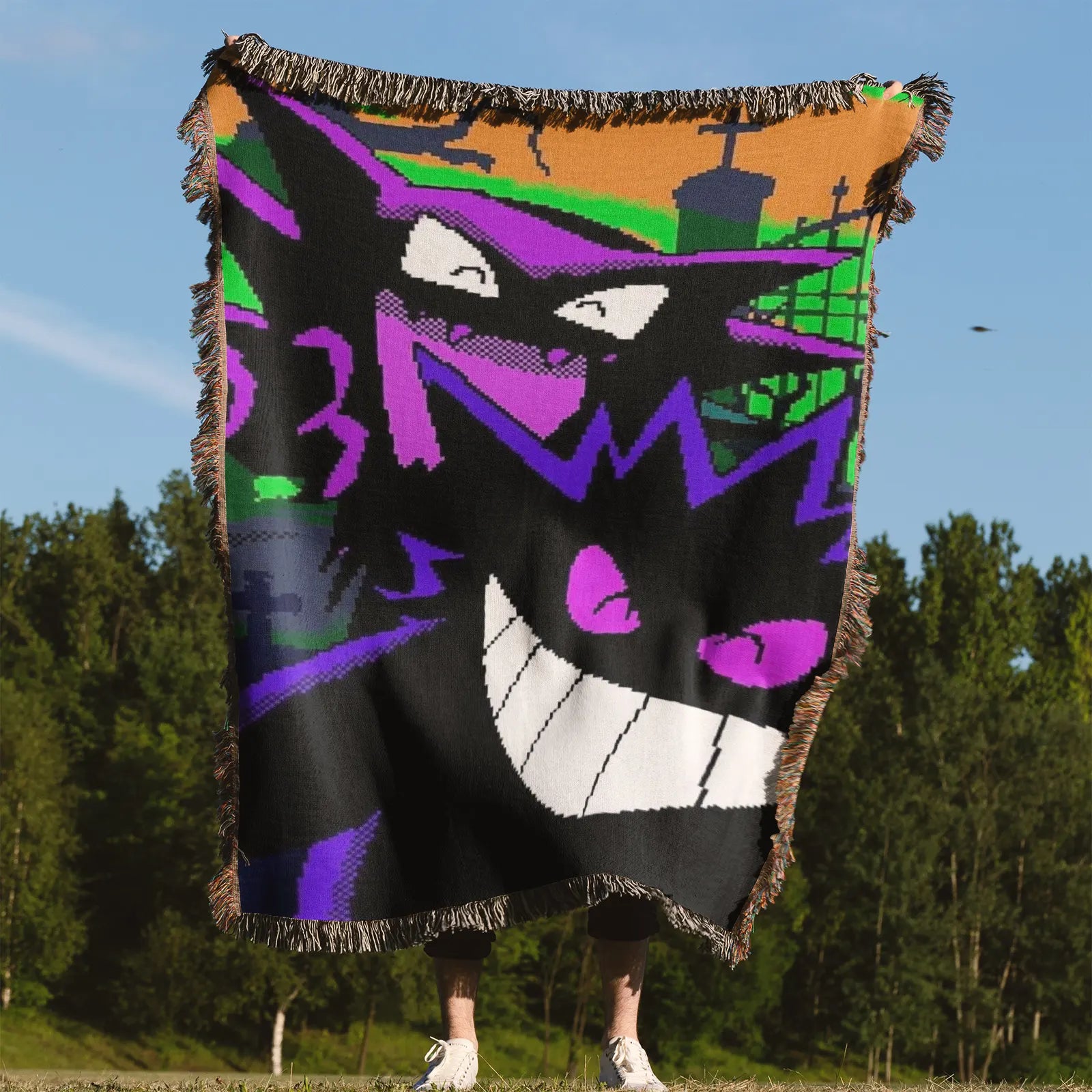 Tapisserie de couverture tissée Pokemon Gengar - Cadeau de décoration de chambre d'anime de personnalité-Ⅲ