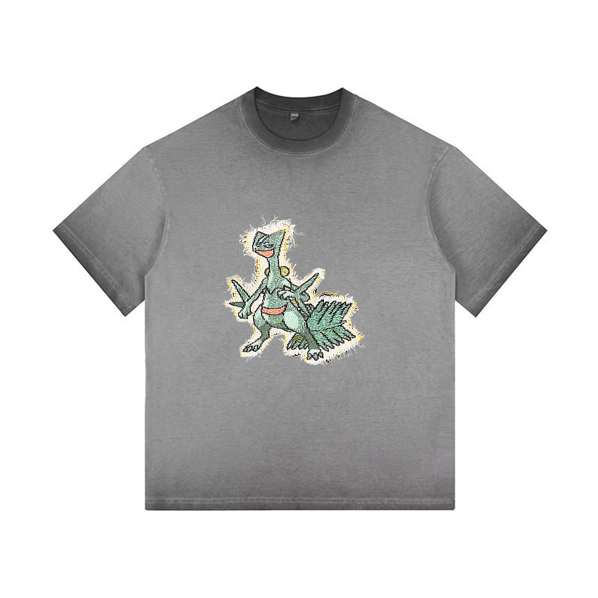 Sceptile Tapestry& Stylish PoPkémon Patch Appliqué Gradient Vintage Washed T-Shirt,Ideal Gift for Fans,T23