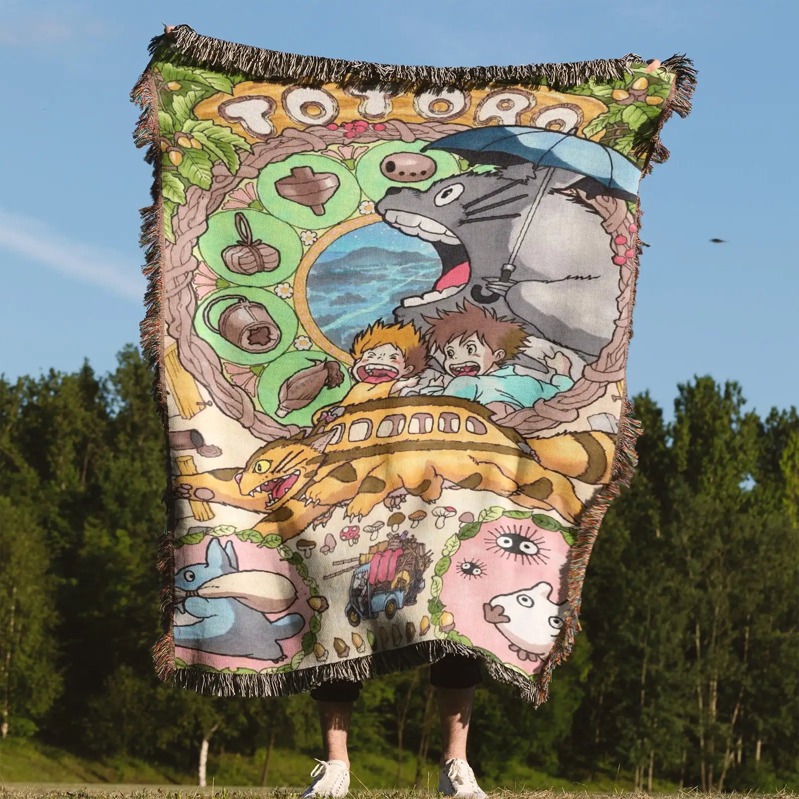 Studio Ghibli Woven Throw Blanket Tapestry – Personality Anime Room Decor Gift-I