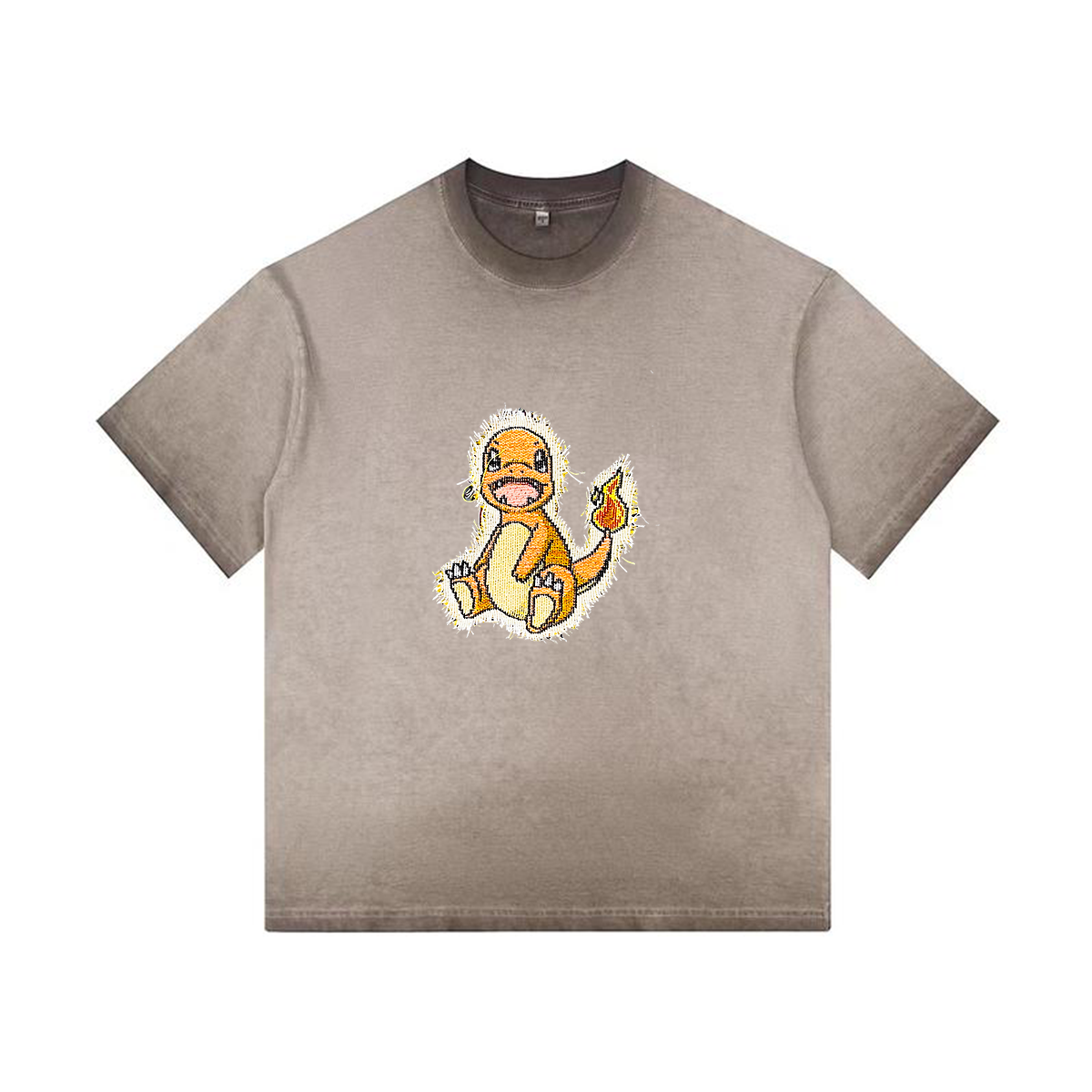 Charmander Tapestry& Stylish PoPkémon Patch Appliqué Gradient Vintage Washed T-Shirt,Ideal Gift for Fans,T28