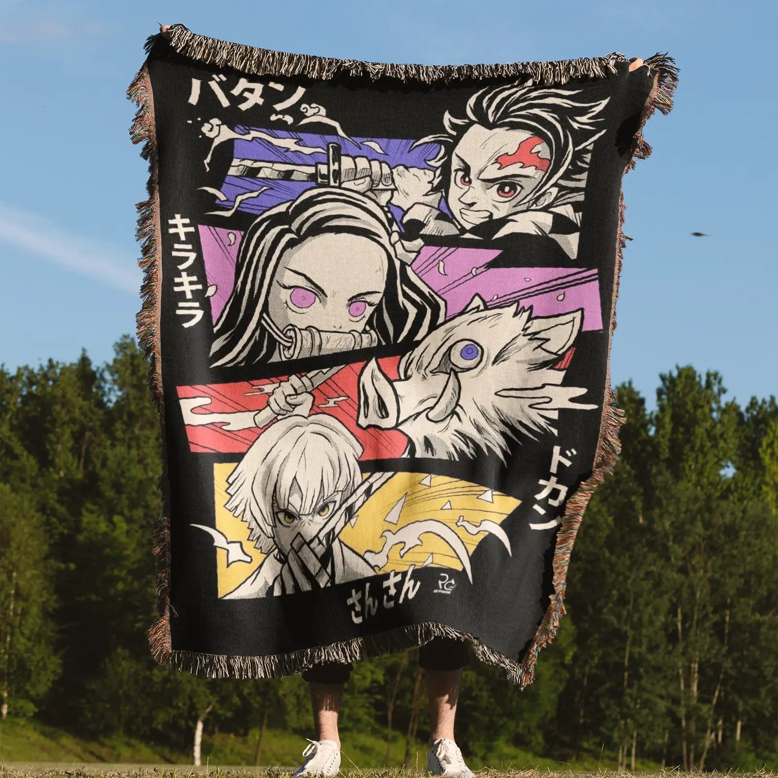 Demon Slayer Jump Comic Poster Woven Throw Blanket Tapestry – Personality Anime Room Decor Gift-X