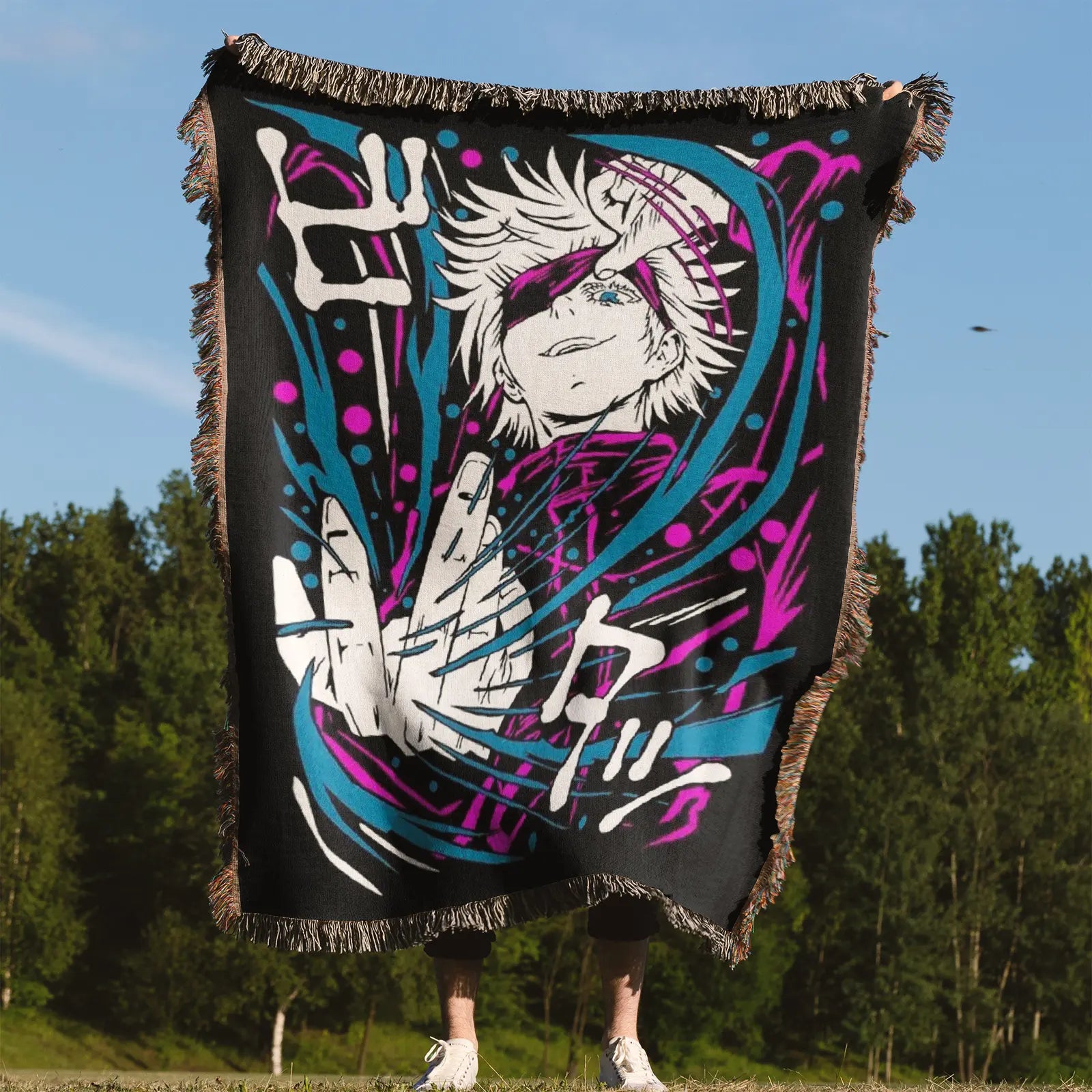 Jujutsu Kaisen Woven Throw Blanket Tapestry – Personality Anime Room Decor Gift-X