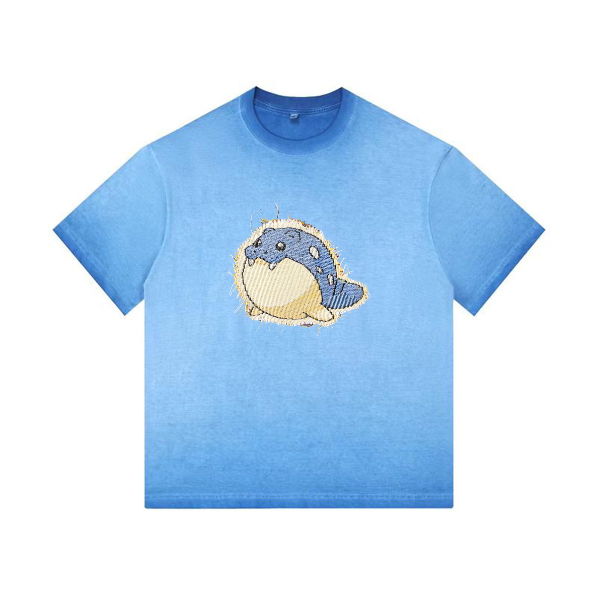 Sphea Tapestry& Stylish Pokémon Patch Appliqué Gradient Vintage Washed T-Shirt,Ideal Gift for Fans,T05