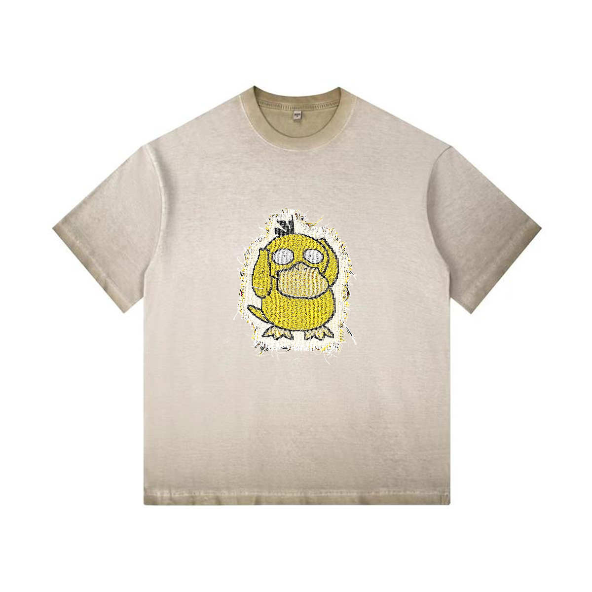 Psyduck Tapestry& Stylish Pokémon Patch Appliqué Gradient Vintage Washed T-Shirt,Ideal Gift for Fans,T20
