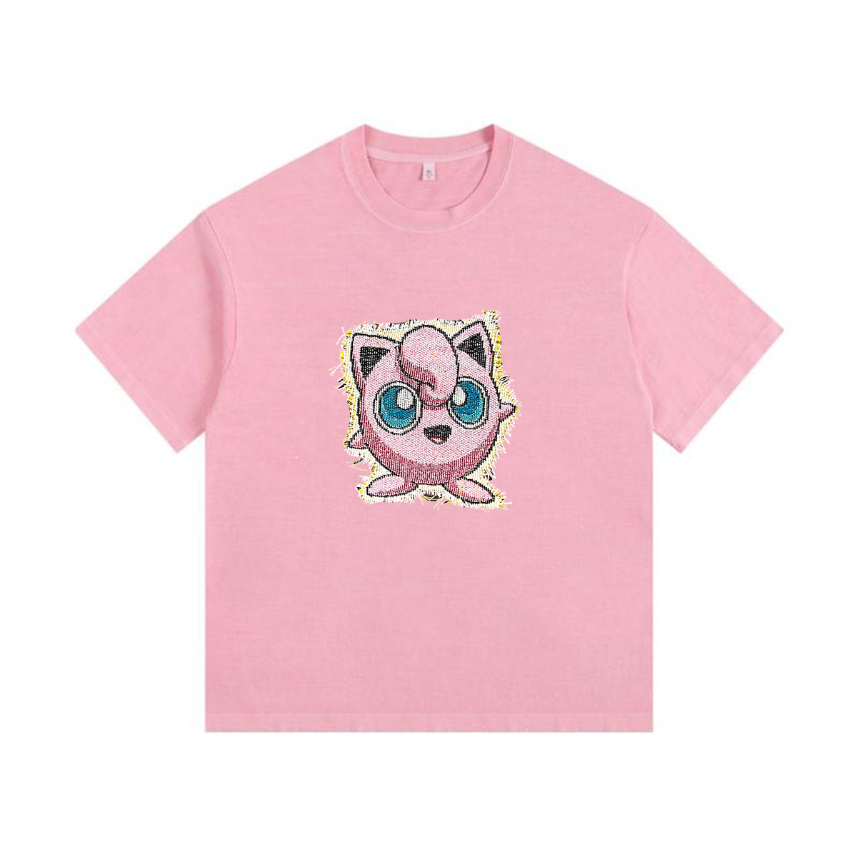 Jigglypuff Tapestry& Stylish Pokémon Patch Appliqué Gradient Vintage Washed T-Shirt,Ideal Gift for Fans,T18