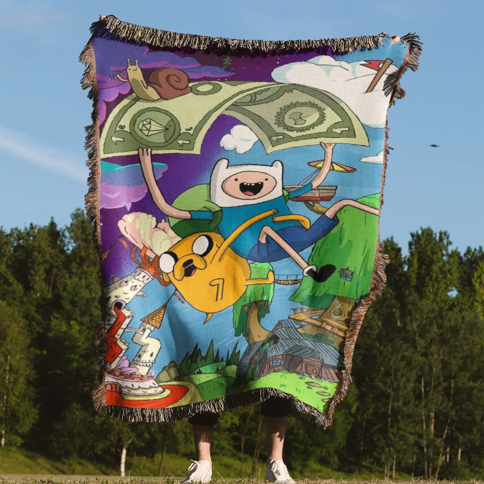 Adventure Time Woven Throw Blanket Tapestry – Personality Cartooon Room Decor Gift-II