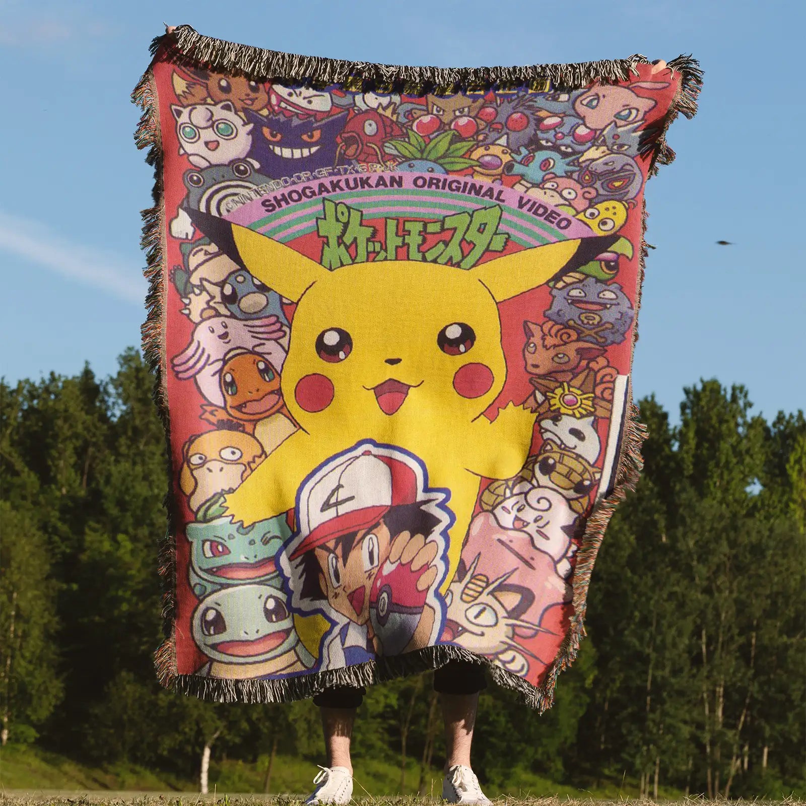 Tapisserie de couverture tissée Pokémon Pikachu – Cadeau de décoration de chambre d'anime de personnalité