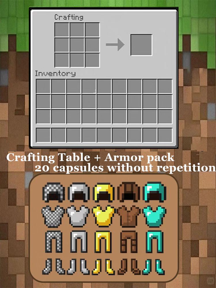 Minecraft Magnetic Decor Set – Mini Crafting Table,Magnetic Chest,Acrylic Pieces & Backpack Accessory,M01