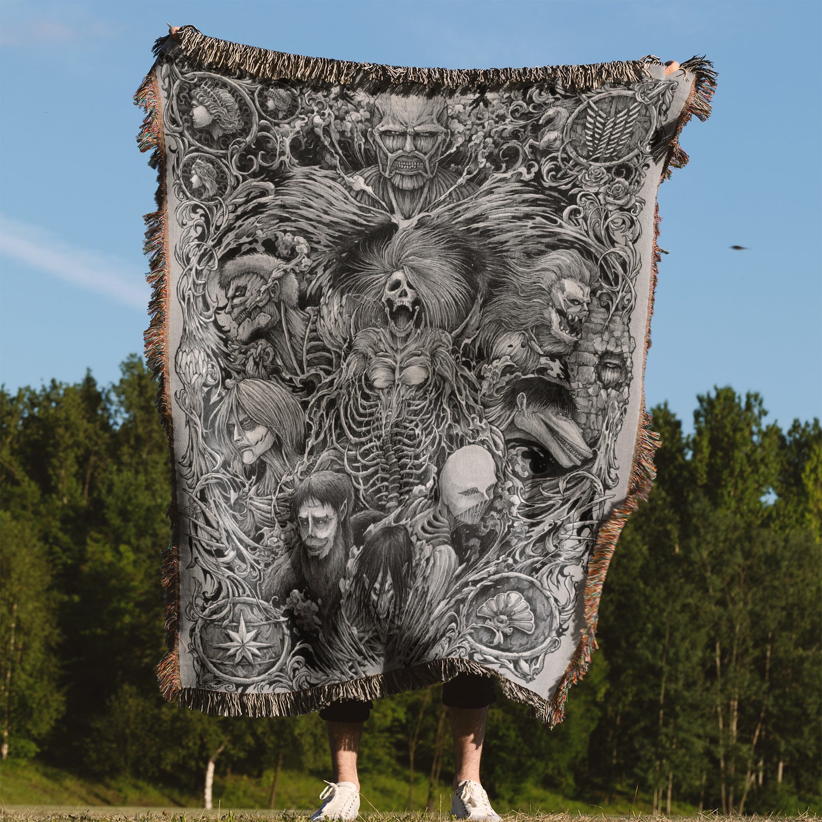 Couverture tissée Attack on Titan – Tapisserie de décoration de chambre d'anime de personnalité, cadeau-Ⅳ