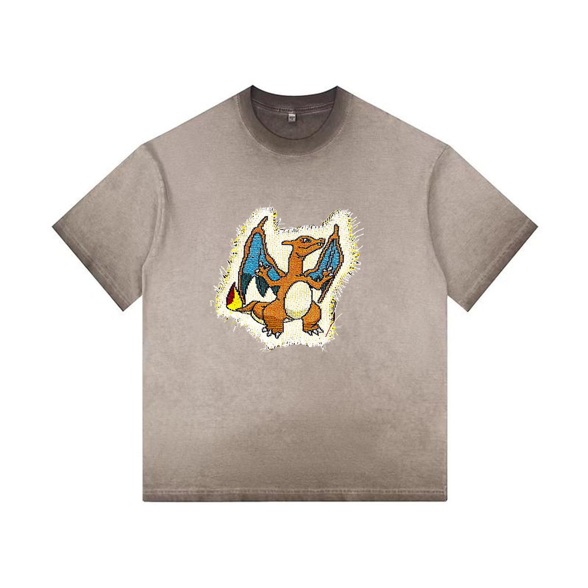 Charizard Tapestry& Stylish PoPkémon Patch Appliqué Gradient Vintage Washed T-Shirt,Ideal Gift for Fans,T26