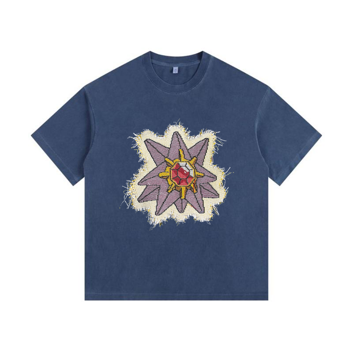 Starmie Tapestry& Stylish Pokémon Patch Appliqué Gradient Vintage Washed T-Shirt,Ideal Gift for Fans,T02