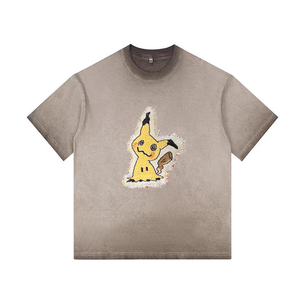 Mimikyu Tapestry& Stylish Pokémon Patch Appliqué Gradient Vintage Washed T-Shirt,Ideal Gift for Fans,T03