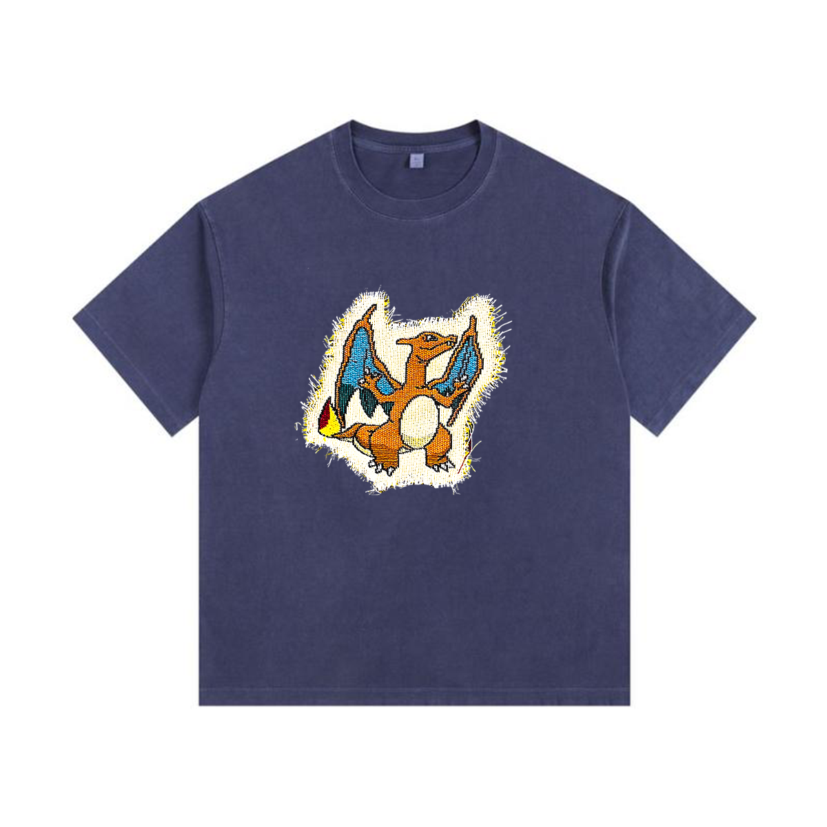Charizard Tapestry& Stylish PoPkémon Patch Appliqué Gradient Vintage Washed T-Shirt,Ideal Gift for Fans,T26