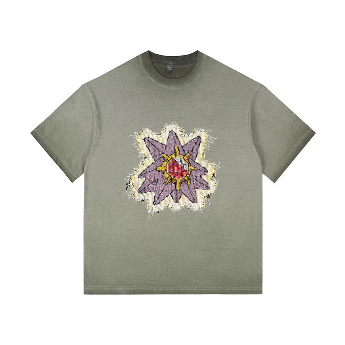 Starmie Tapestry& Stylish Pokémon Patch Appliqué Gradient Vintage Washed T-Shirt,Ideal Gift for Fans,T02