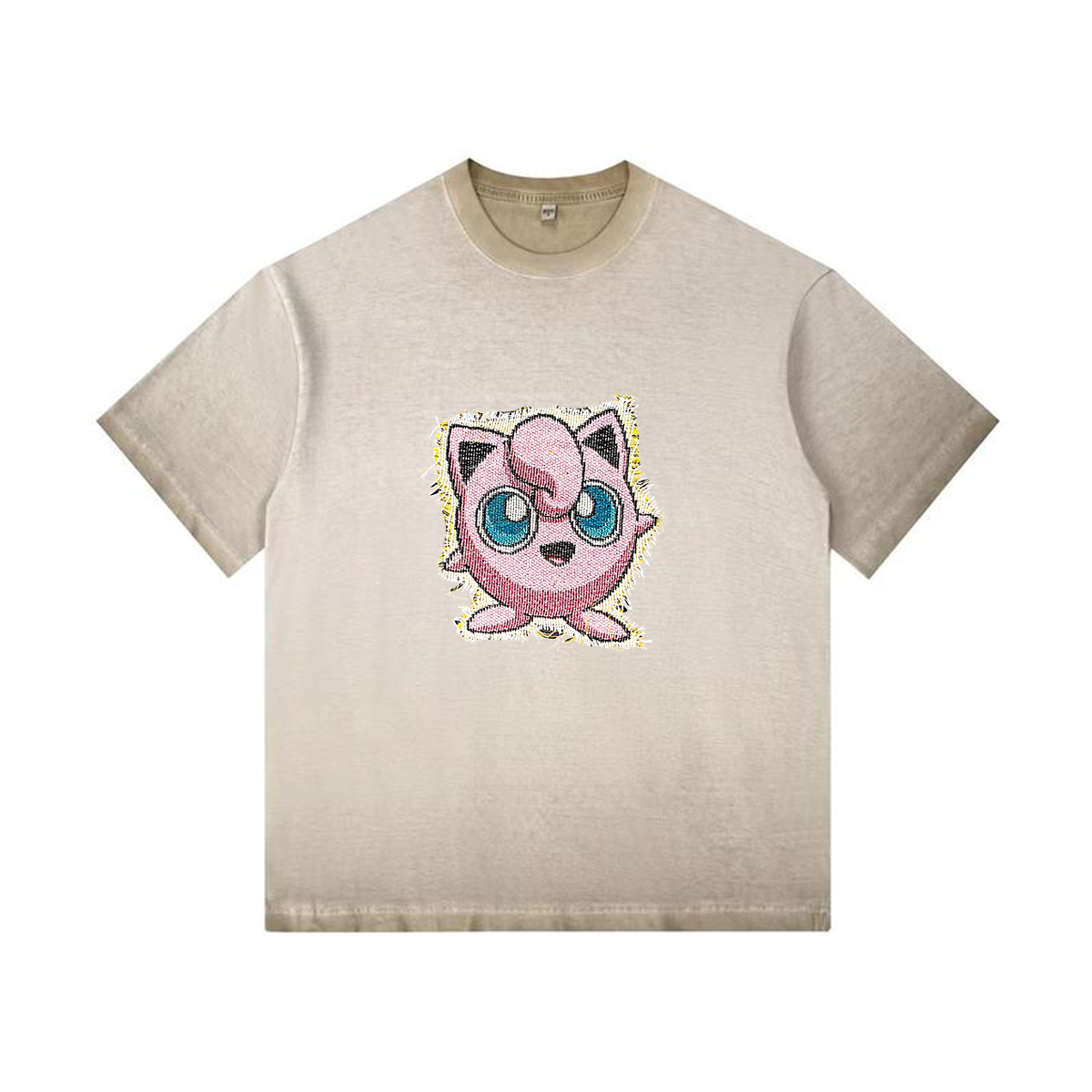 Jigglypuff Tapestry& Stylish Pokémon Patch Appliqué Gradient Vintage Washed T-Shirt,Ideal Gift for Fans,T18