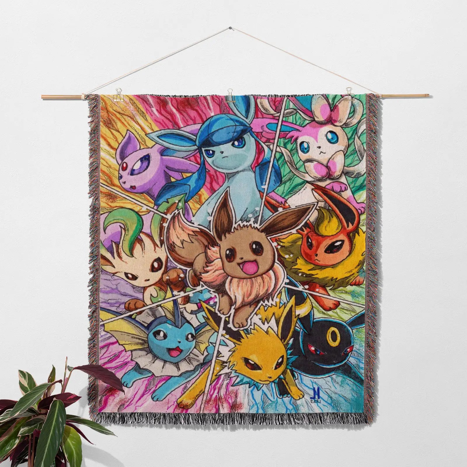 Tapisserie de couverture tissée Pokemon Gengar - Cadeau de décoration de chambre d'anime de personnalité-Ⅲ