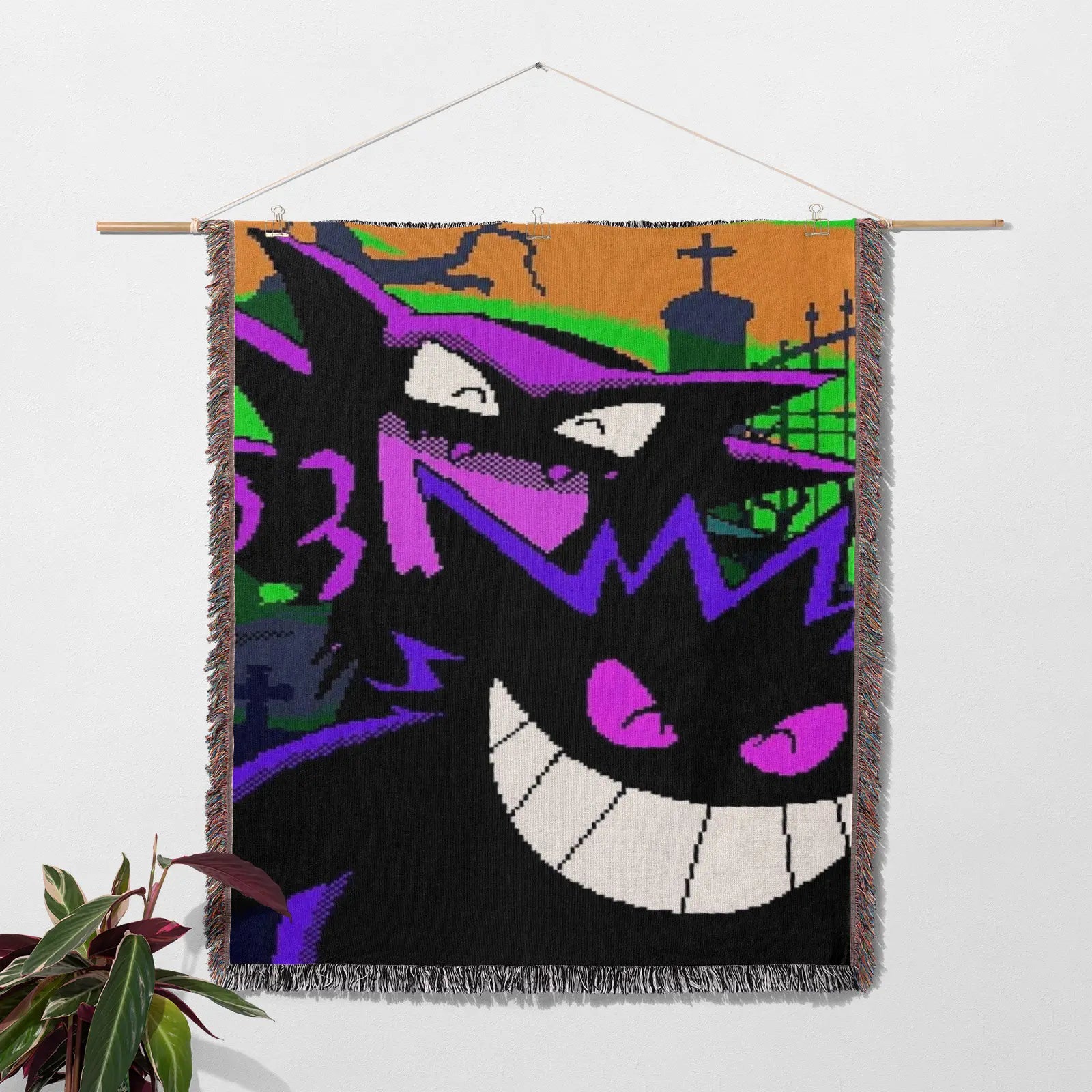 Tapisserie de couverture tissée Pokemon Gengar - Cadeau de décoration de chambre d'anime de personnalité-Ⅲ