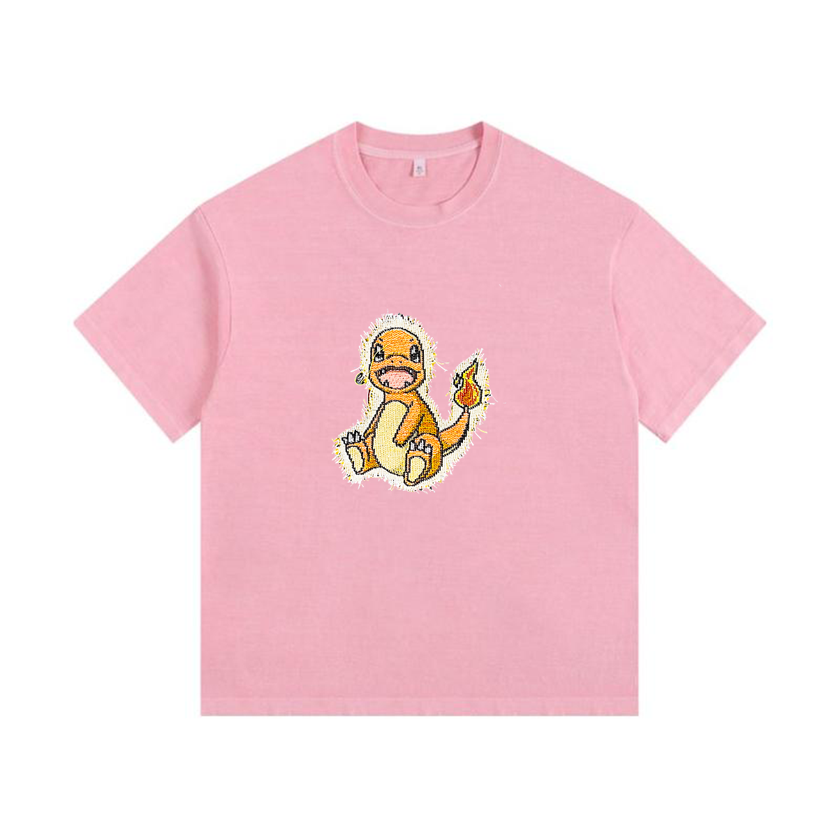 Charmander Tapestry& Stylish PoPkémon Patch Appliqué Gradient Vintage Washed T-Shirt,Ideal Gift for Fans,T28
