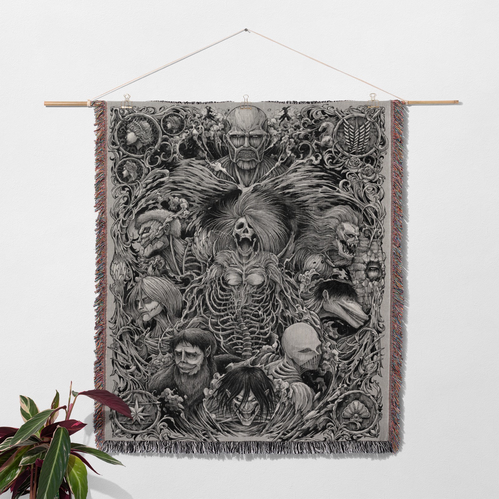 Couverture tissée Attack on Titan – Tapisserie de décoration de chambre d'anime de personnalité, cadeau-Ⅳ