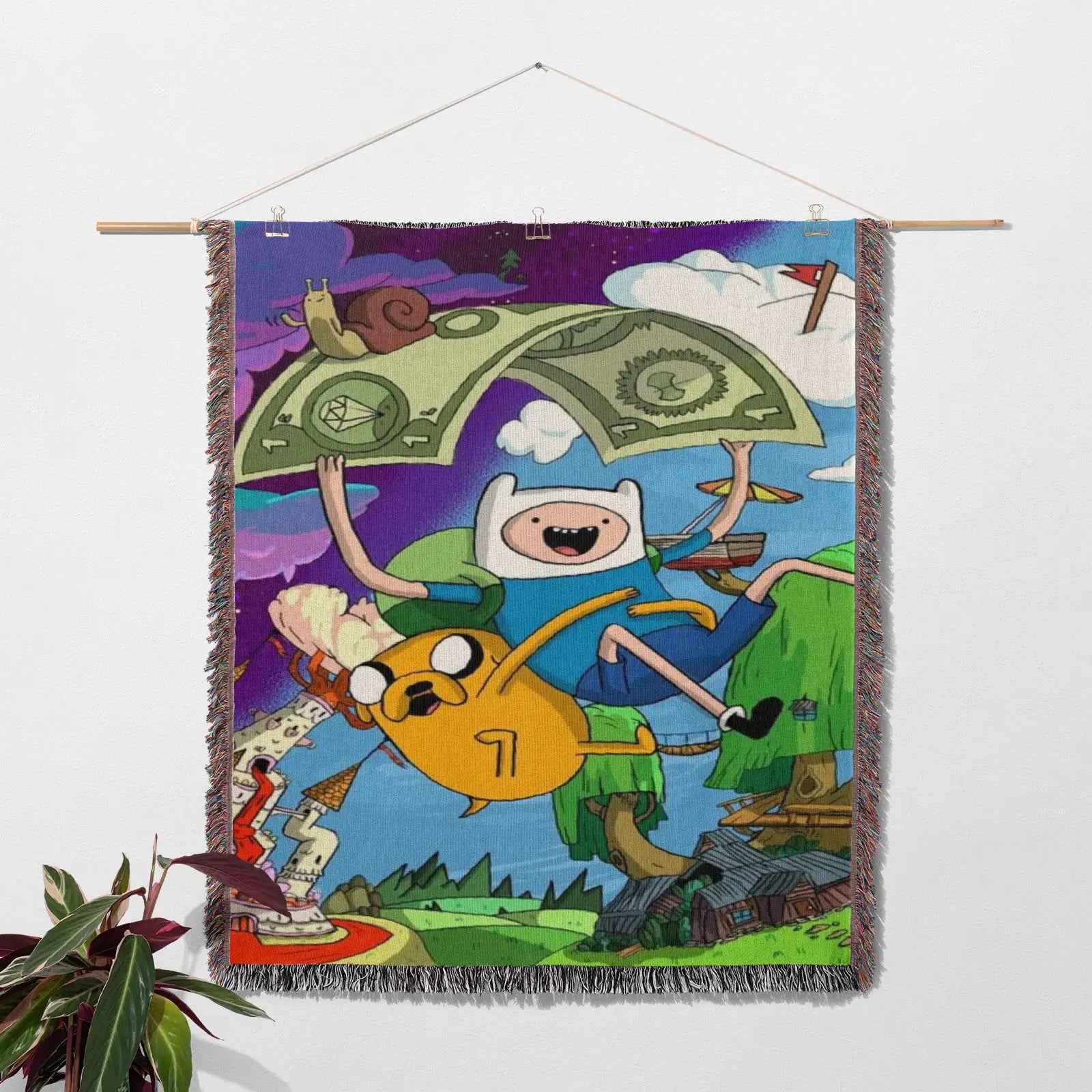 Adventure Time Woven Throw Blanket Tapestry – Personality Cartooon Room Decor Gift-II