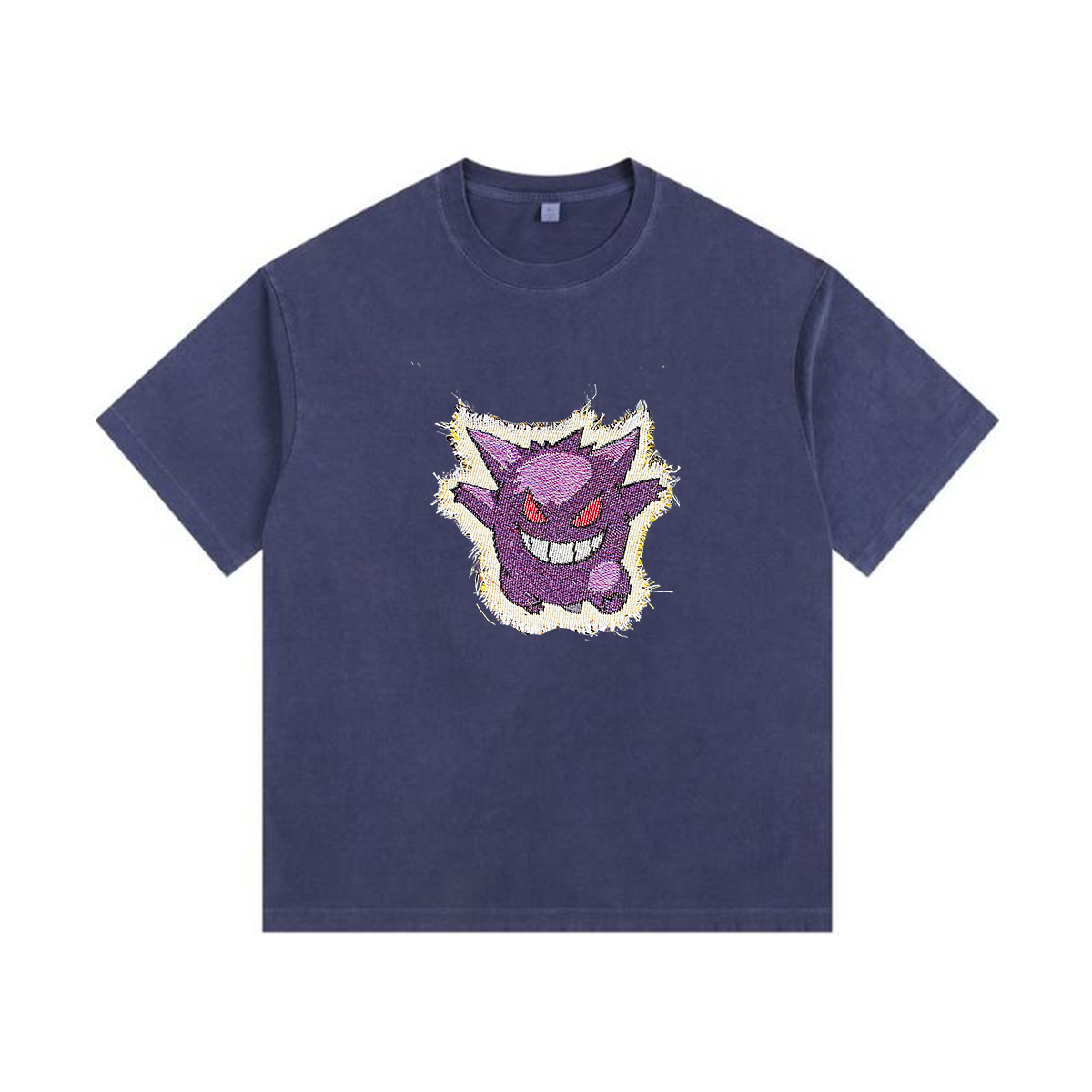 Gengar Tapestry& Stylish Pokémon Patch Appliqué Gradient Vintage Washed T-Shirt,Ideal Gift for Fans,T21