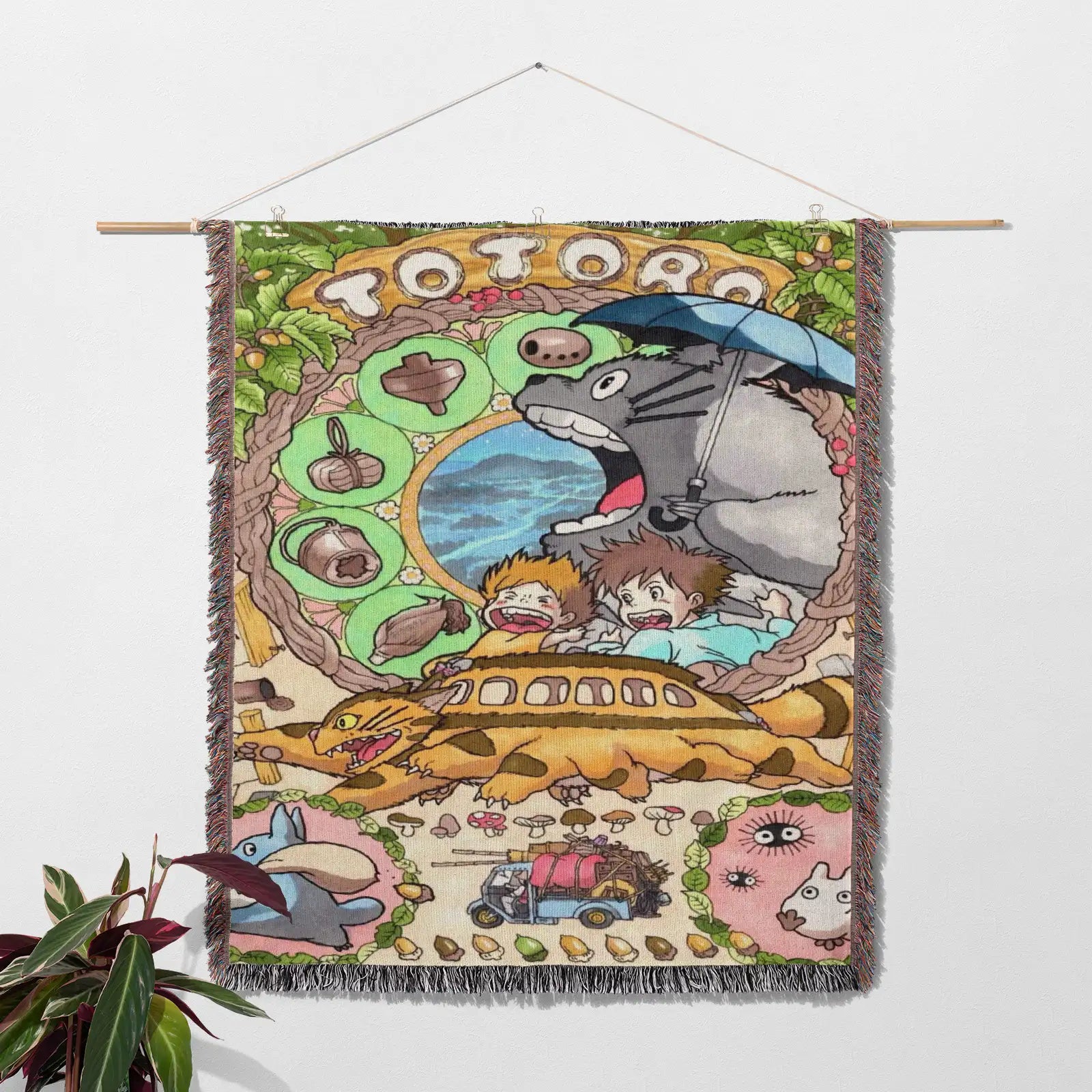 Studio Ghibli Woven Throw Blanket Tapestry – Personality Anime Room Decor Gift-I