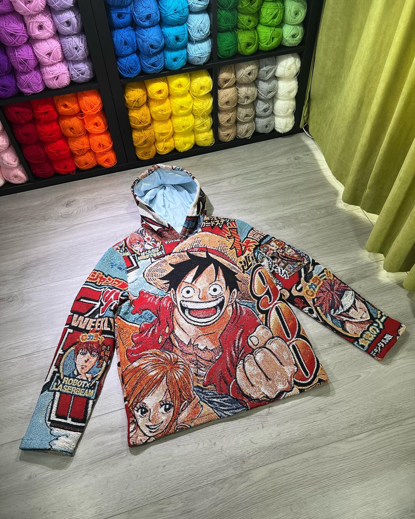 One Piece Anime Woven Blanket Hoodie-TAPESTRY