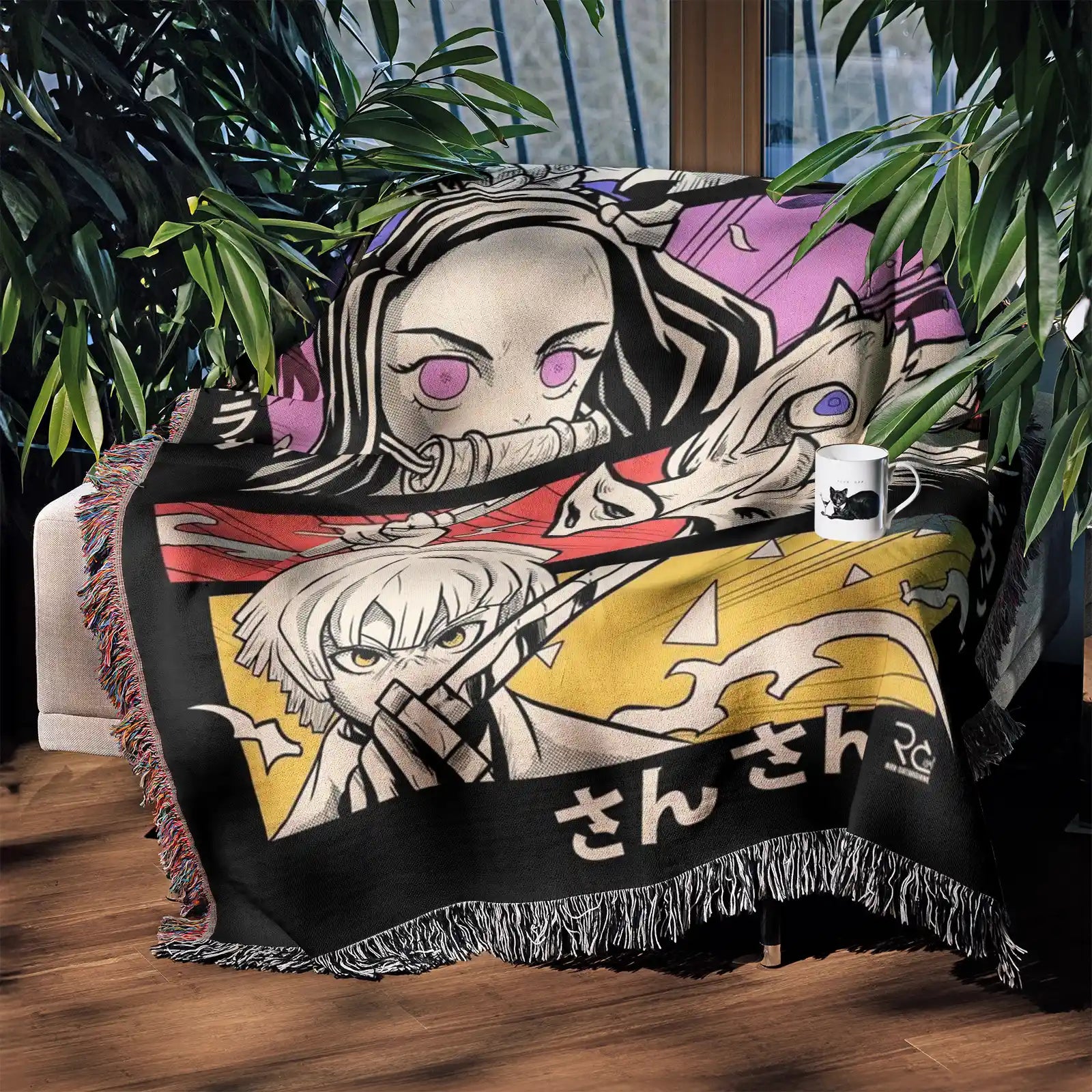 Demon Slayer Jump Comic Poster Woven Throw Blanket Tapestry – Personality Anime Room Decor Gift-X