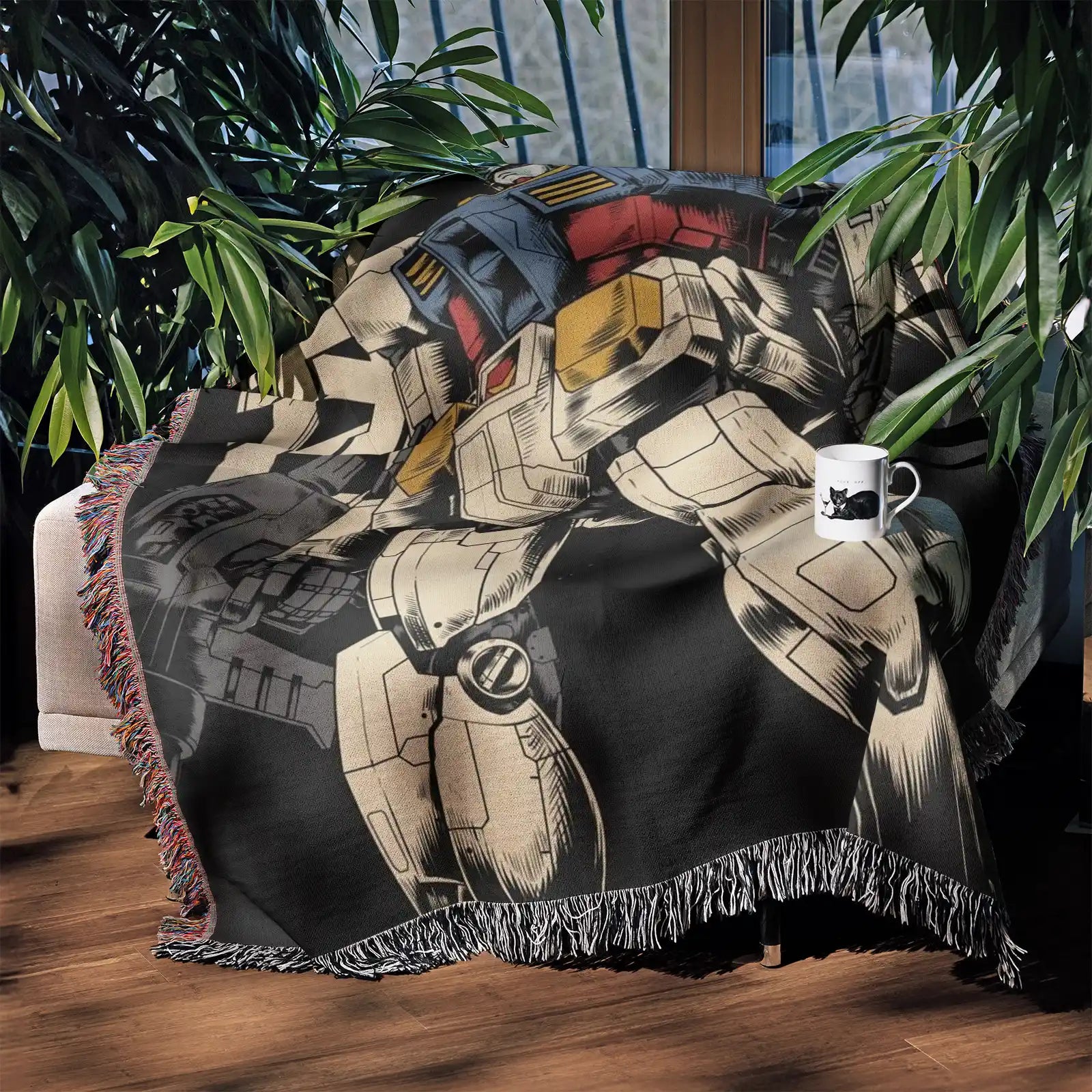 Gundam Woven Throw Blanket Tapestry – Personality Anime Room Decor Gift-III