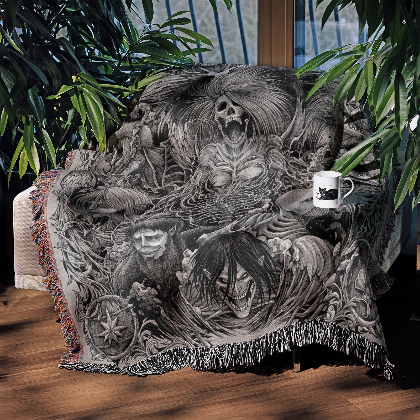 Couverture tissée Attack on Titan – Tapisserie de décoration de chambre d'anime de personnalité, cadeau-Ⅳ