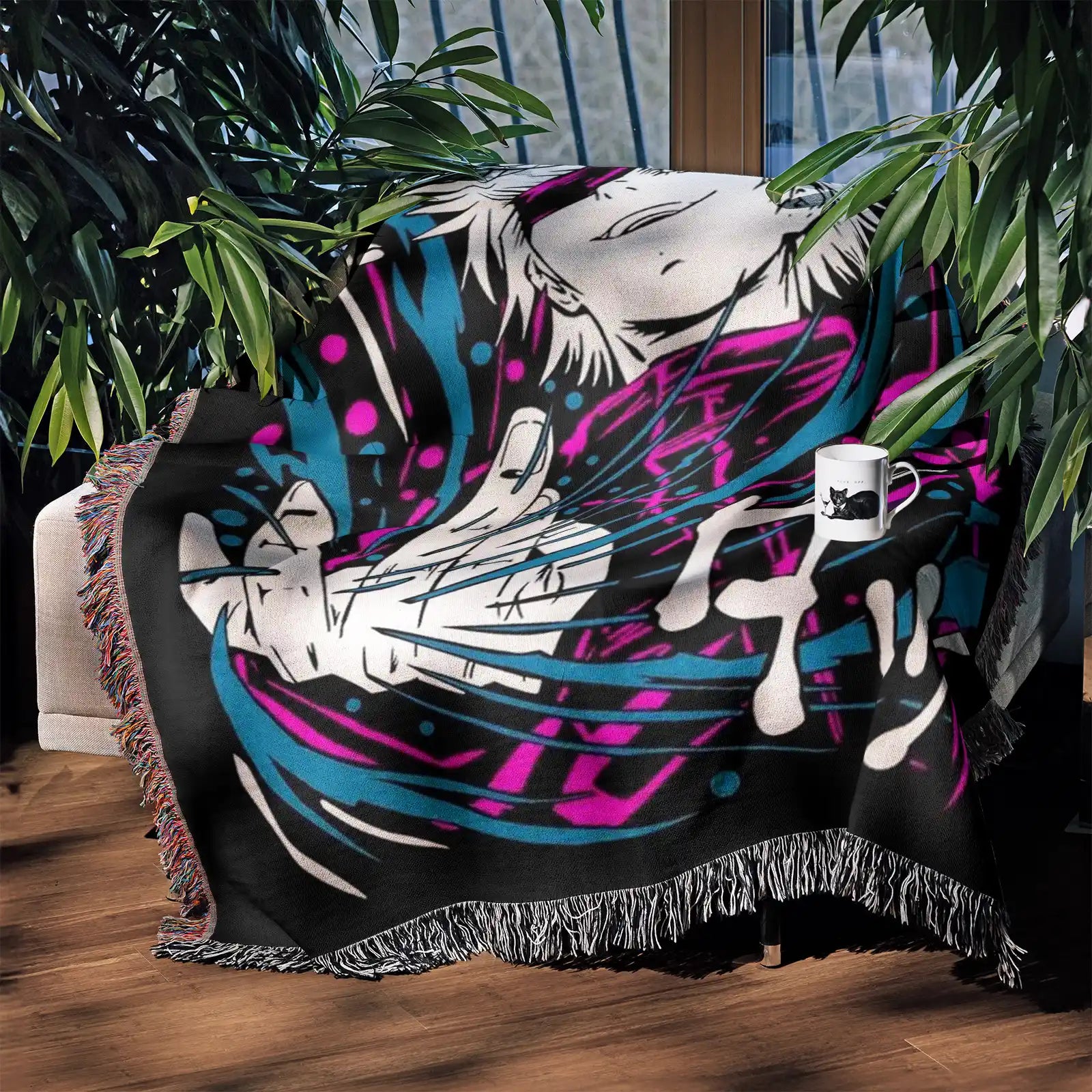 Jujutsu Kaisen Woven Throw Blanket Tapestry – Personality Anime Room Decor Gift-X