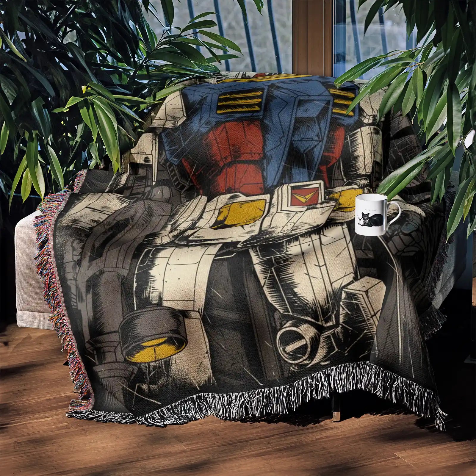 Gundam Woven Throw Blanket Tapestry – Personality Anime Room Decor Gift-I