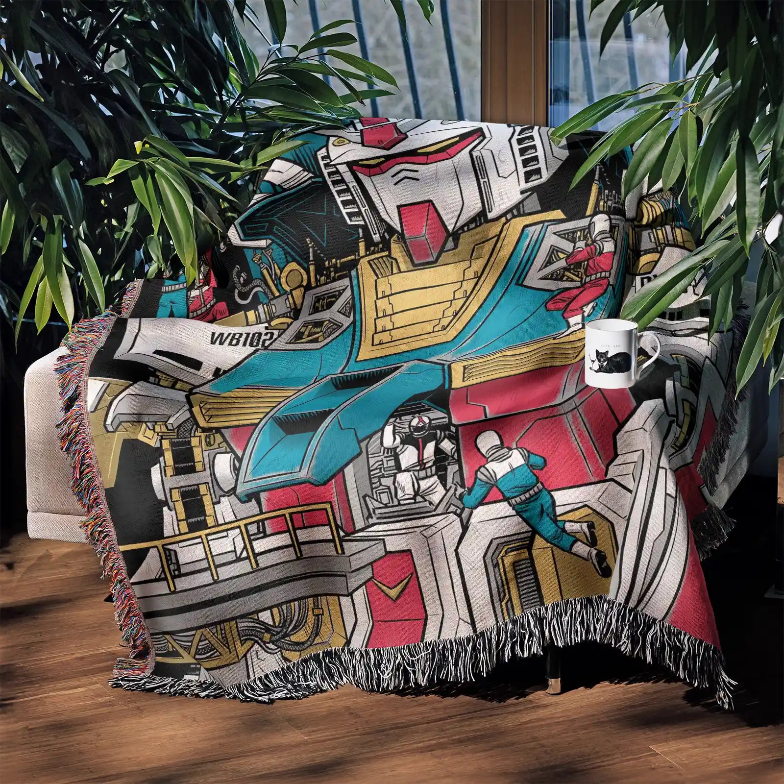 Gundam Woven Throw Blanket Tapestry – Personality Anime Room Decor Gift-II