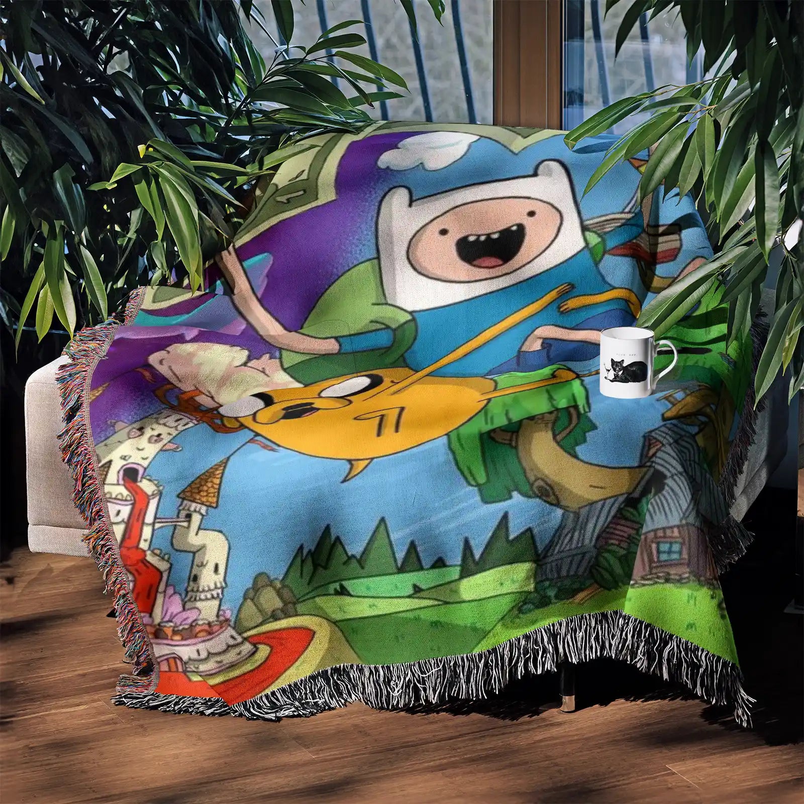 Adventure Time Woven Throw Blanket Tapestry – Personality Cartooon Room Decor Gift-II