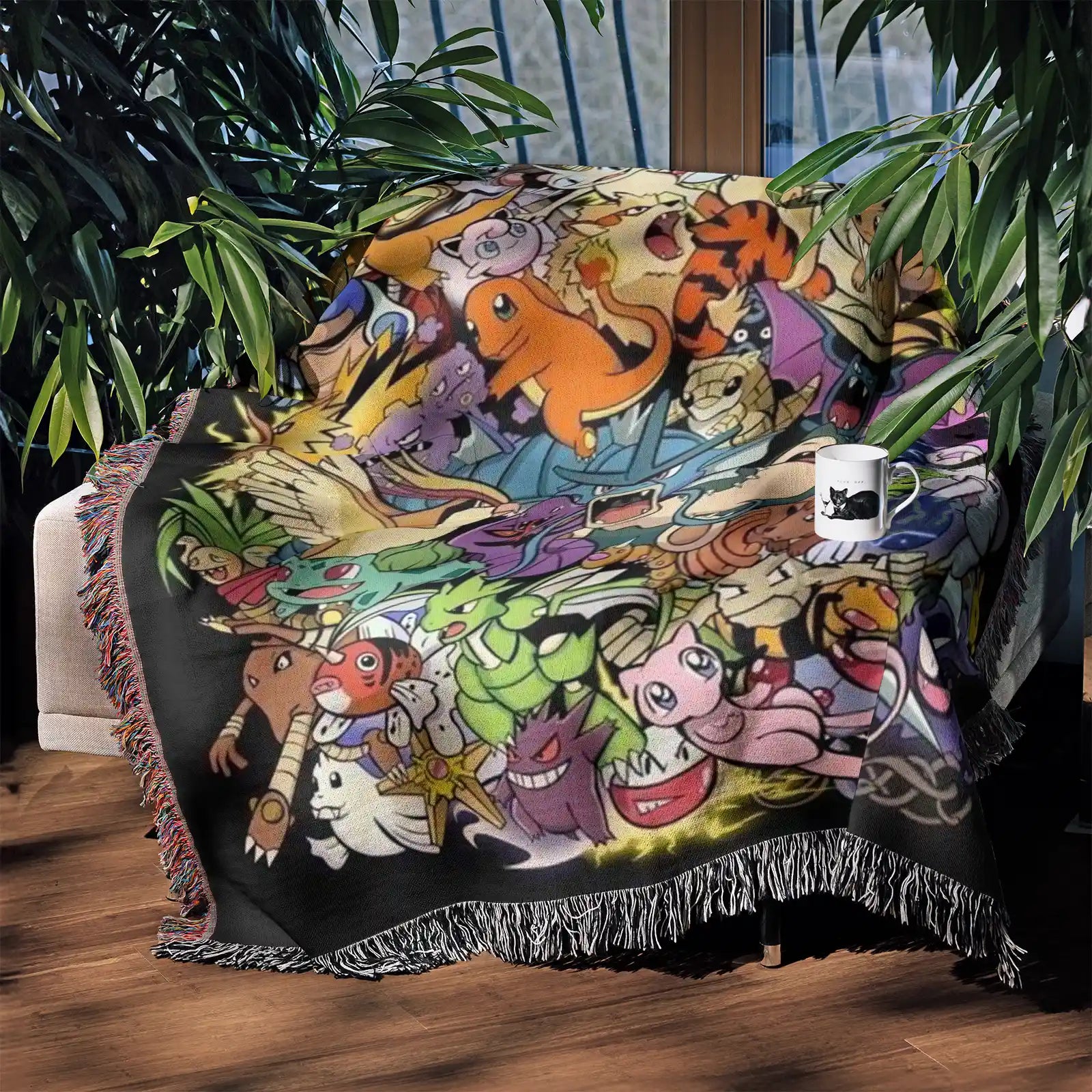 Pokemon Woven Throw Blanket Tapestry – Personality Anime Room Decor Gift-I