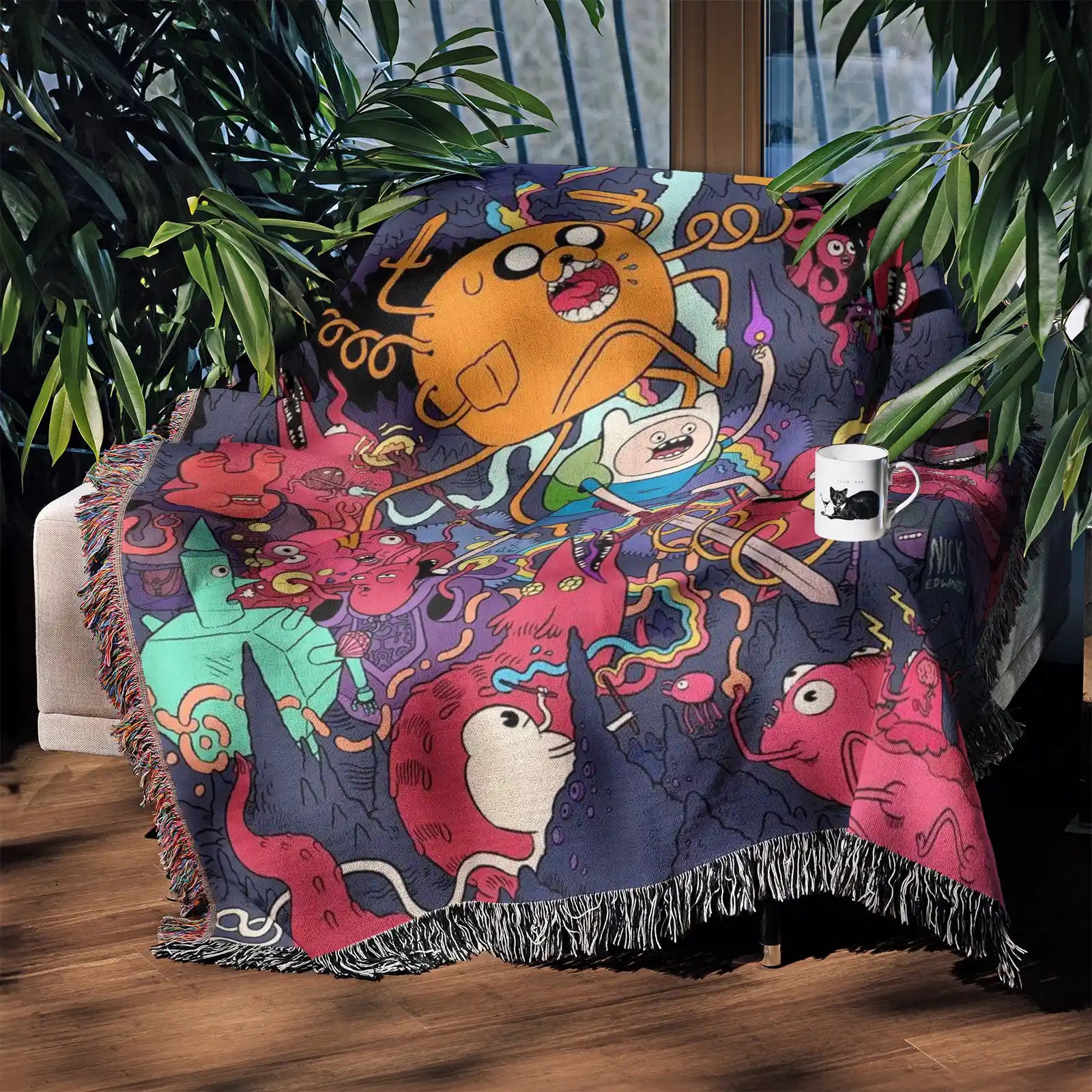 Adventure Time Woven Throw Blanket Tapestry – Personality Cartooon Room Decor Gift-I