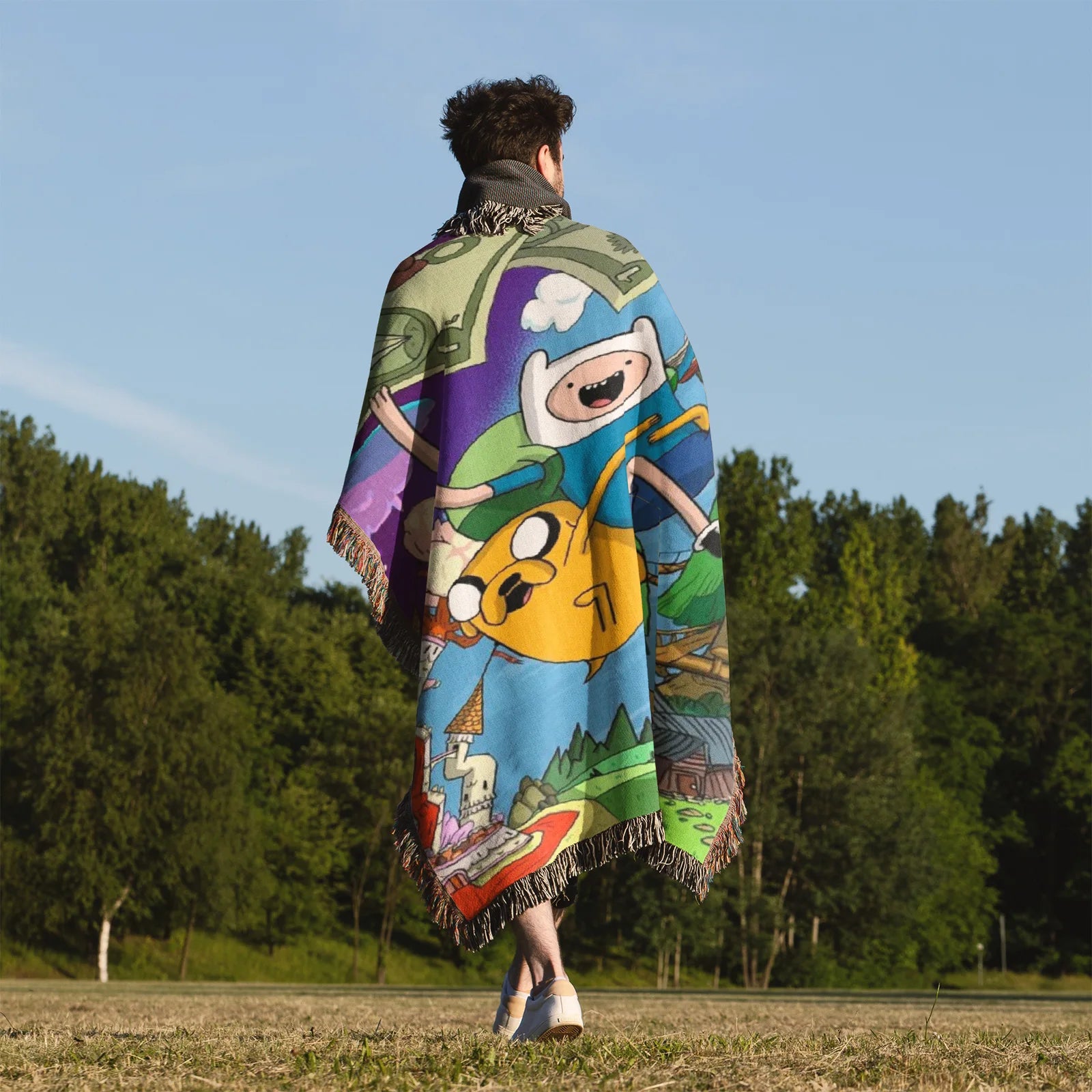 Adventure Time Woven Throw Blanket Tapestry – Personality Cartooon Room Decor Gift-II