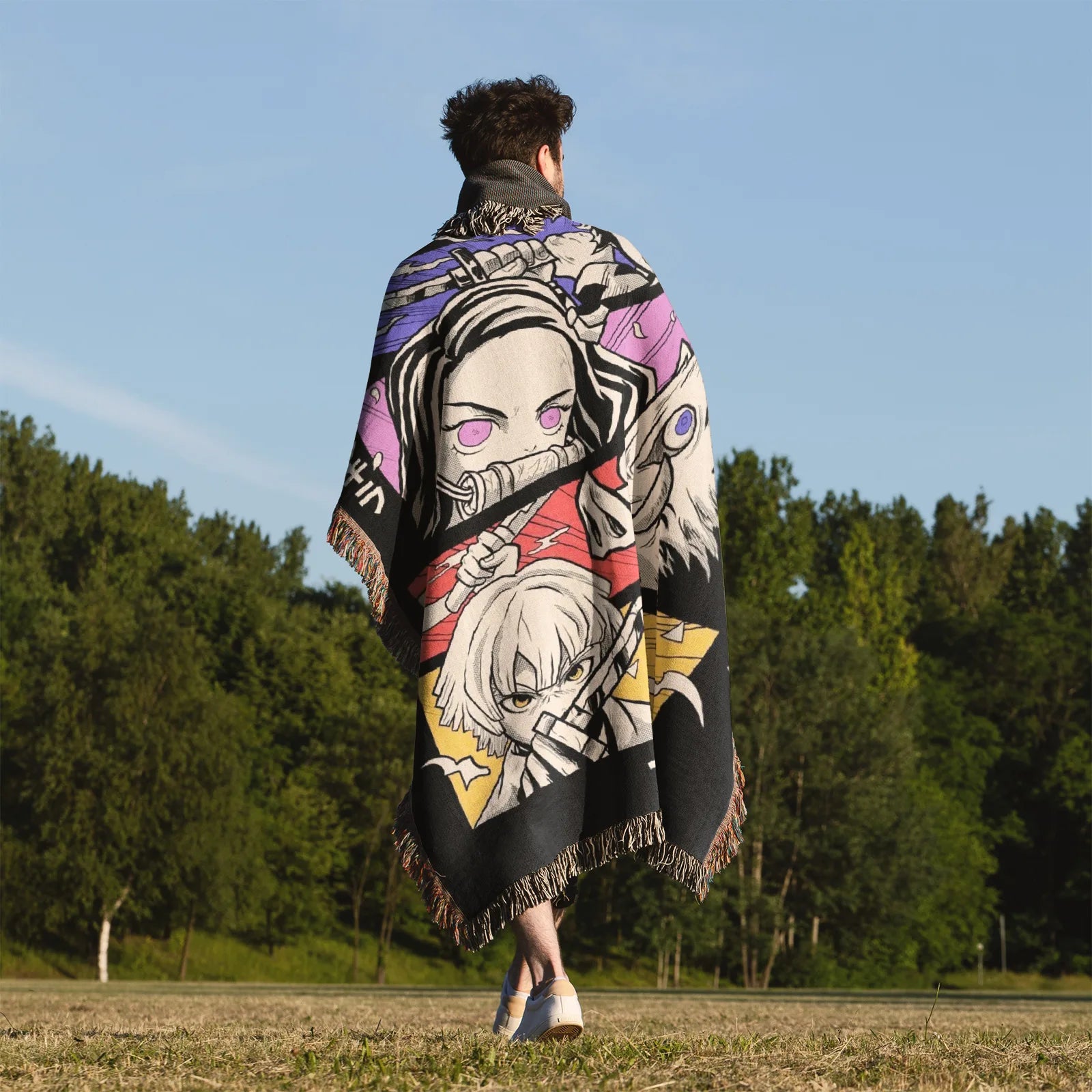 Demon Slayer Jump Comic Poster Woven Throw Blanket Tapestry – Personality Anime Room Decor Gift-X