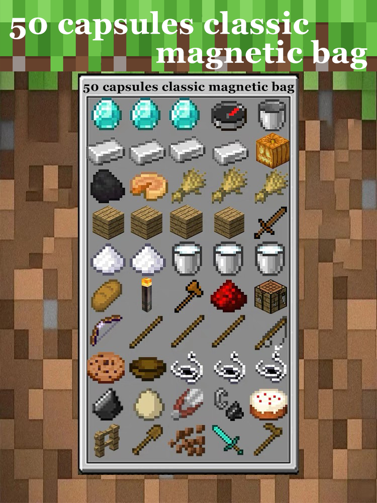 Minecraft Magnetic Decor Set – Mini Crafting Table,Magnetic Chest,Acrylic Pieces & Backpack Accessory,M01