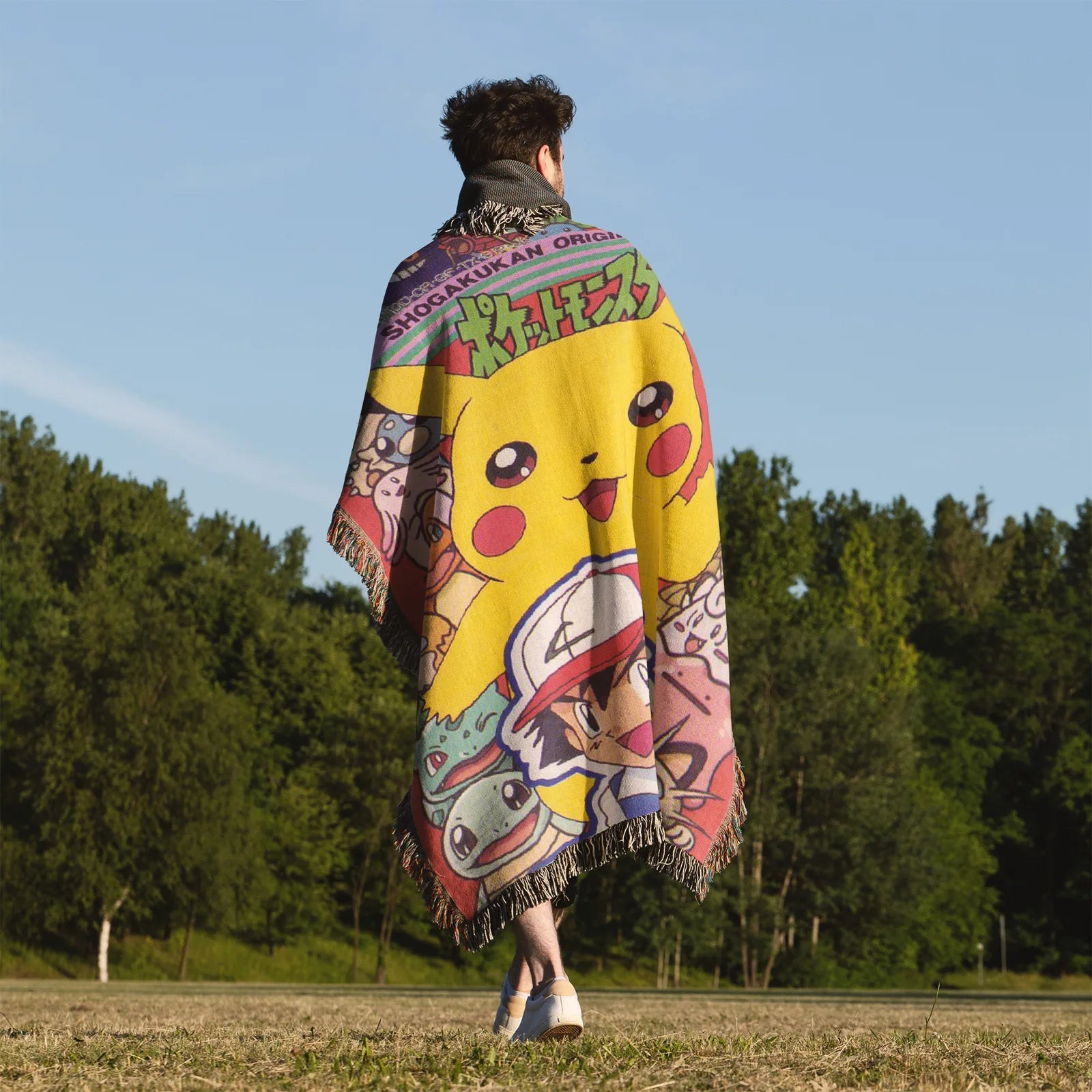 Tapisserie de couverture tissée Pokémon Pikachu – Cadeau de décoration de chambre d'anime de personnalité